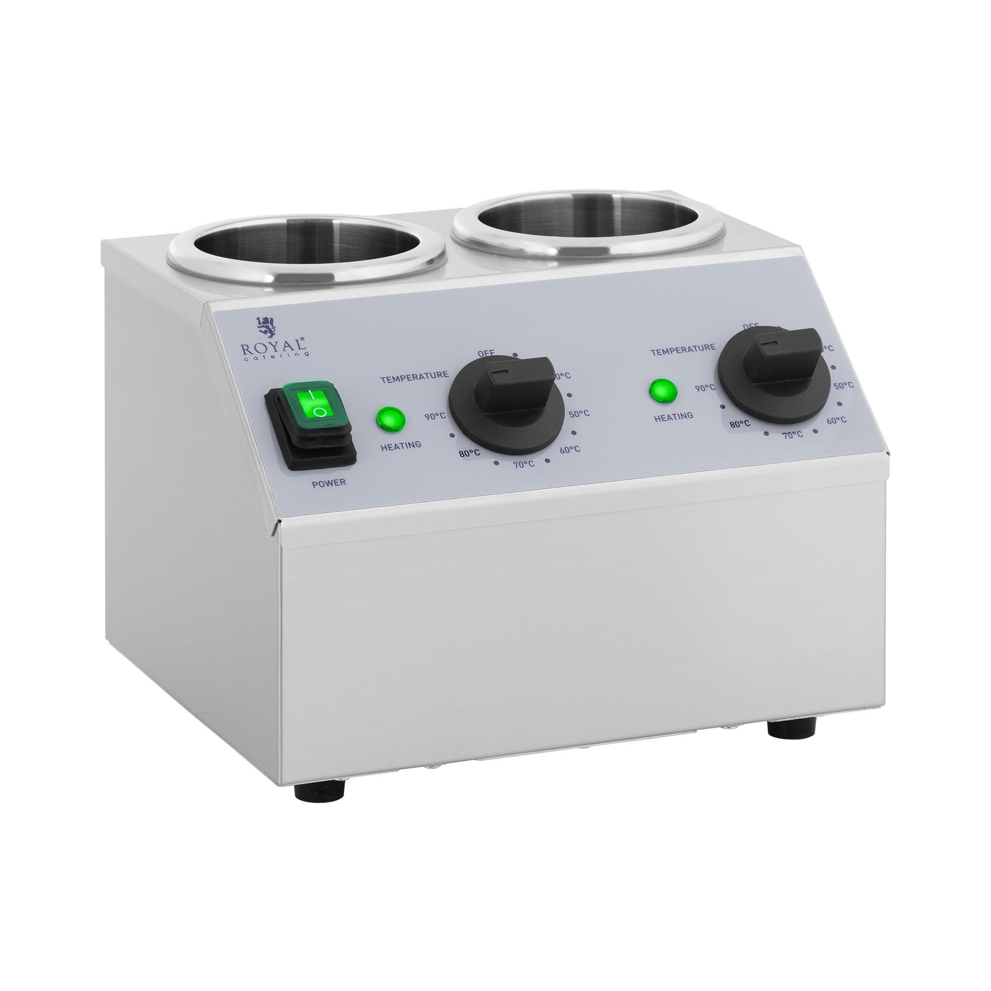 Royal Catering Speisenwärmer Soßenwärmer Saucenwärmer 2 x 1 L Flaschen Saucen warmhalten 40 - 90 °C, verschiedene Größen