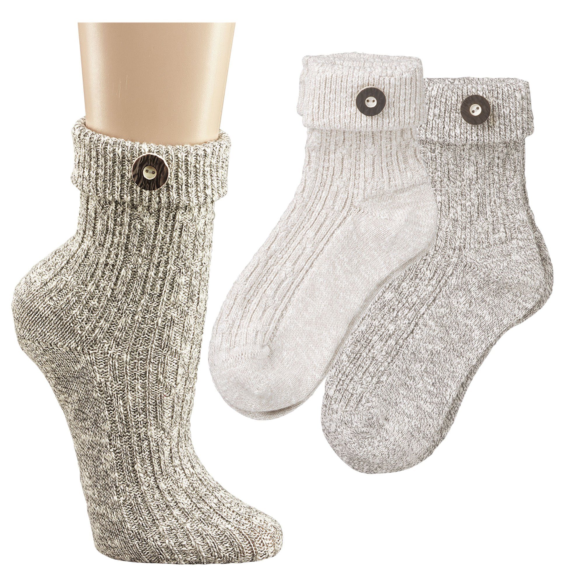 TippTexx 24 Trachtensocken 2 Paar Trachtensocken mit angenähten Trachten-Knopf