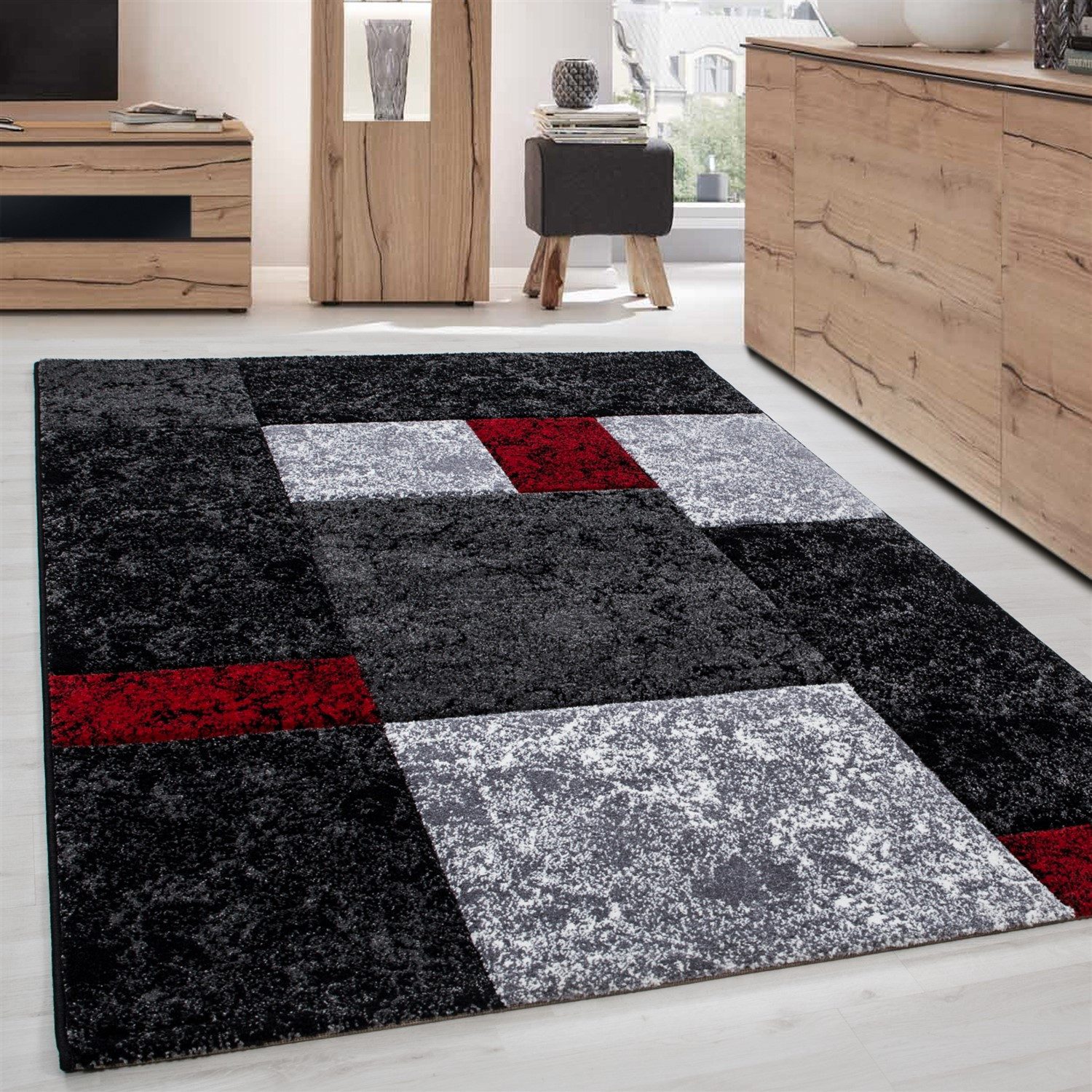 Carpettex Frisé-Teppich Kariert Design, Läufer, Höhe: 13 mm, Wohnzimmer Tep günstig online kaufen
