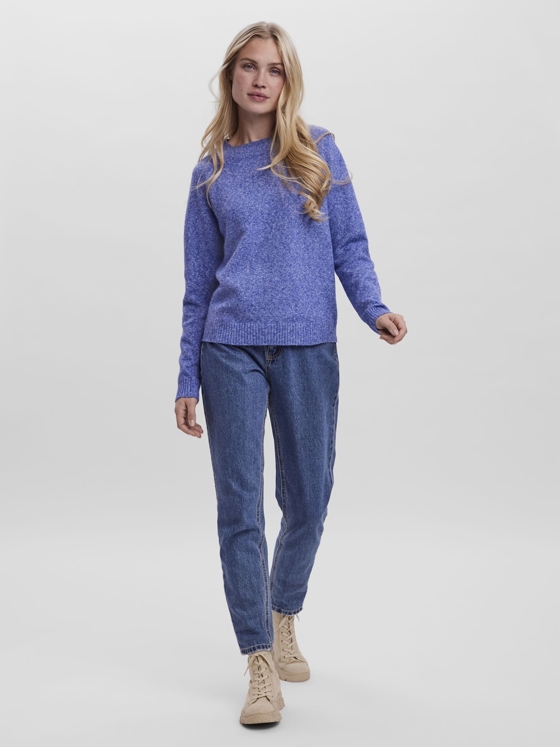 Vero Moda Rundhalspullover VMDOFFY LS O-NECK BLOUSE GA NOOS Materialmix, regular fit – Bild 3 von 5