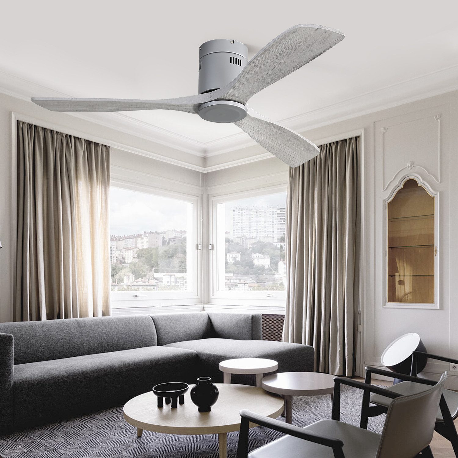 MODFU Deckenventilator Holzdesign mit reversibler Funktion, günstig online kaufen
