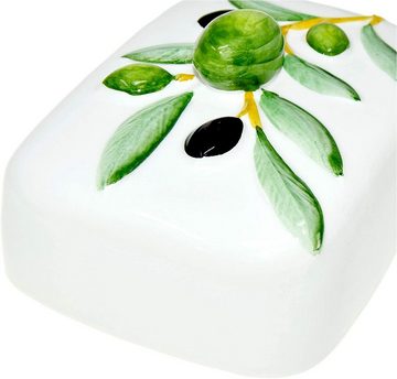 Lashuma Butterdose Olive, Keramik, (1-tlg., 18 x 14 cm), Butterbox italienisch für 250 g Butter