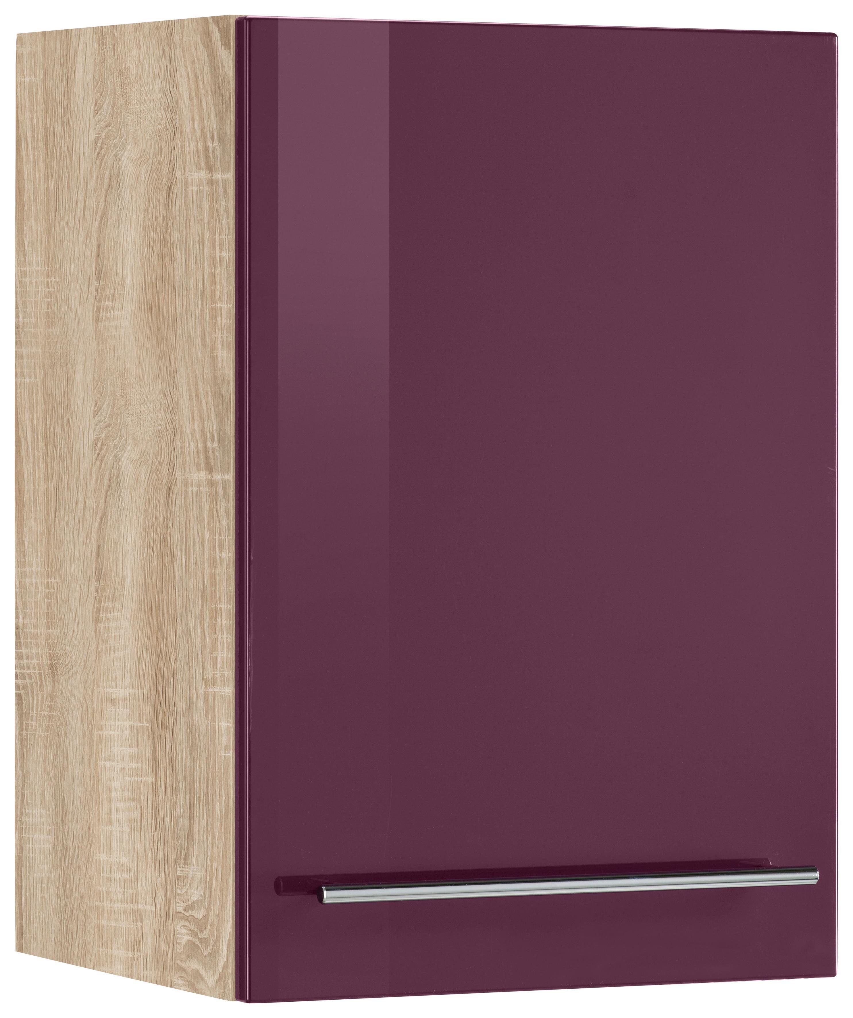 HELD MÖBEL Hängeschrank Eton Breite 50 cm Aubergine Hochglanz | eiche sonoma