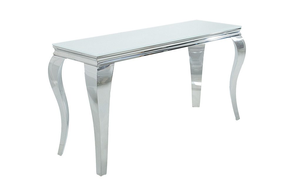 riess-ambiente Konsolentisch MODERN BAROCK 145cm weiß / silber (Einzelartikel, 1-St), Flur · Opalglas · Edelstahl · eckig · Wohnzimmer