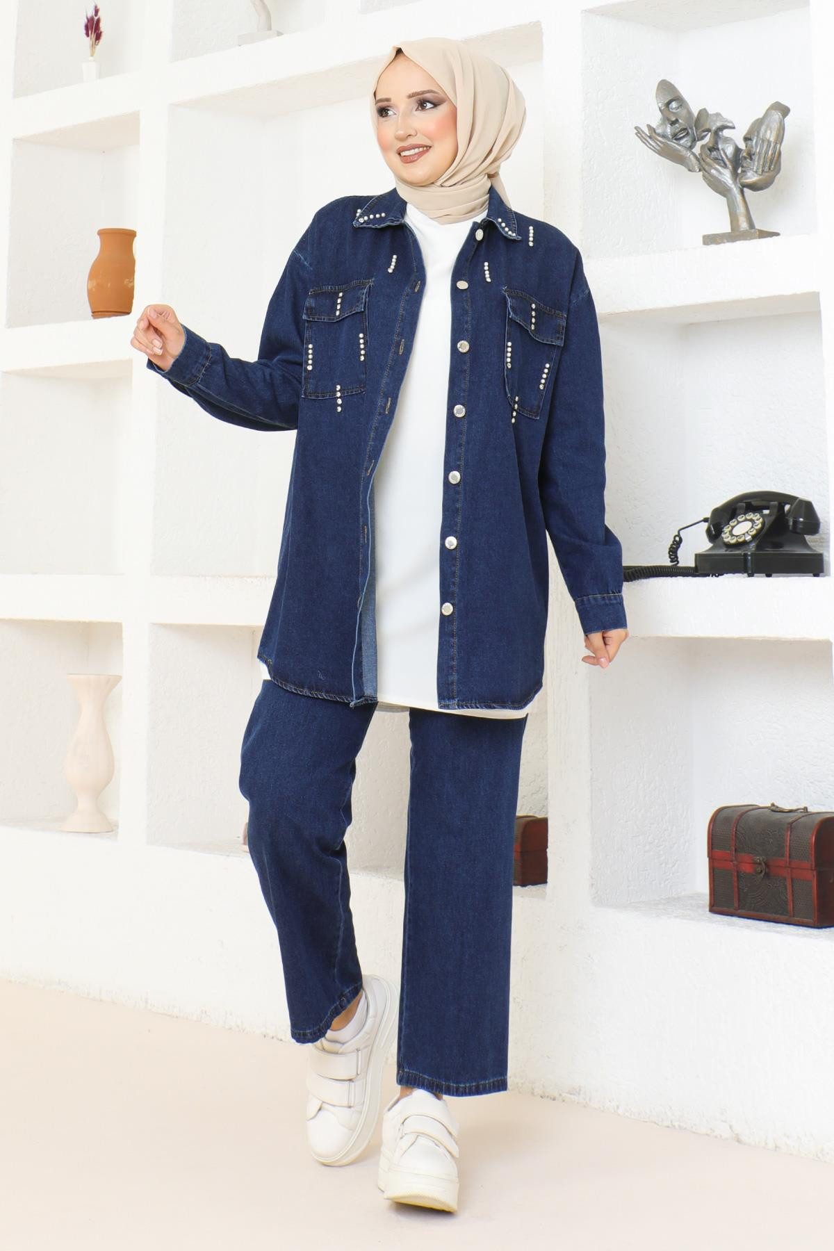 MODAMİHRAM Tunikakleid Stein Detail Denim Set günstig online kaufen