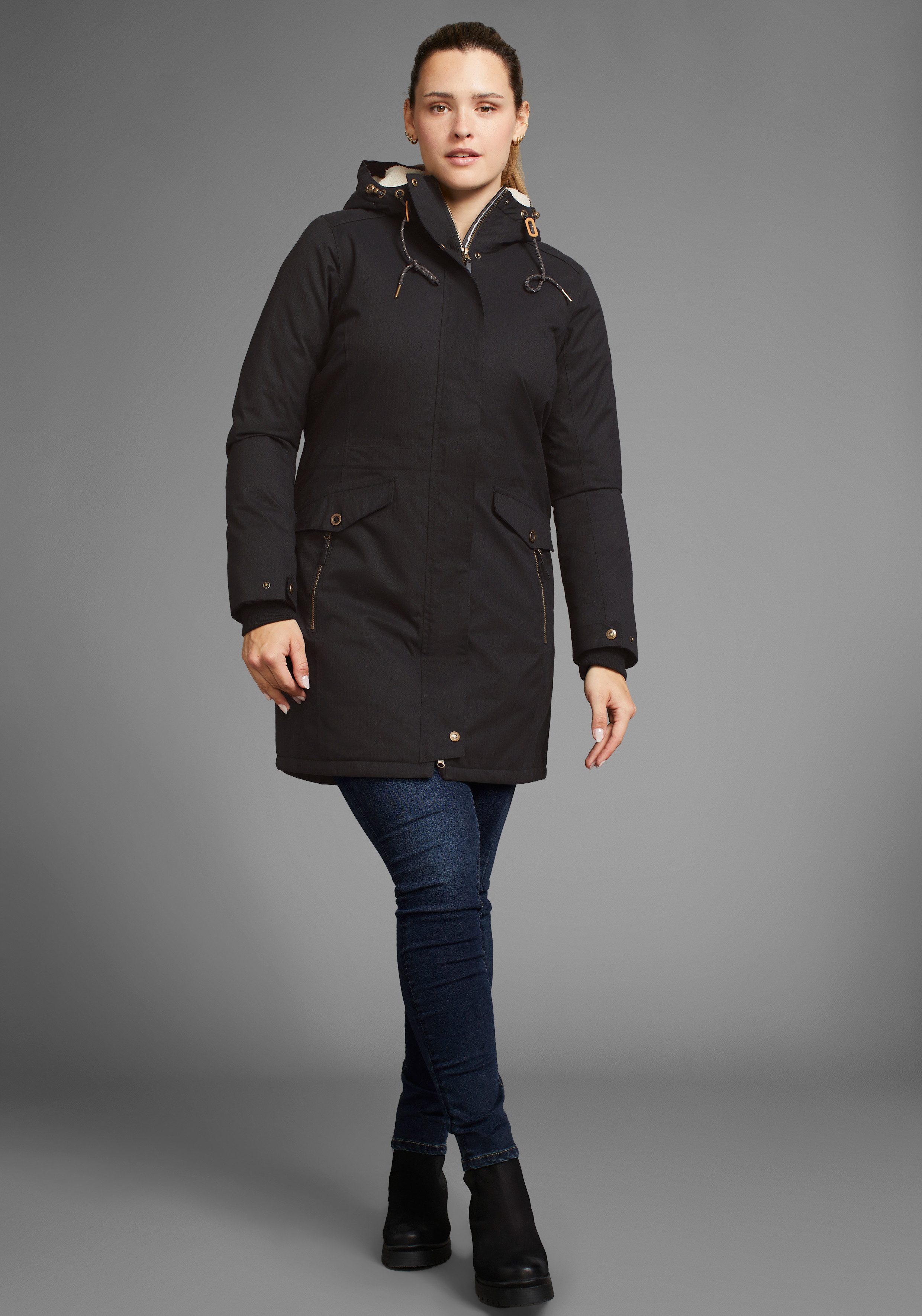 Polarino Outdoorjacke atmungsaktives Material, wasserdicht, winddicht, mit Kapuze