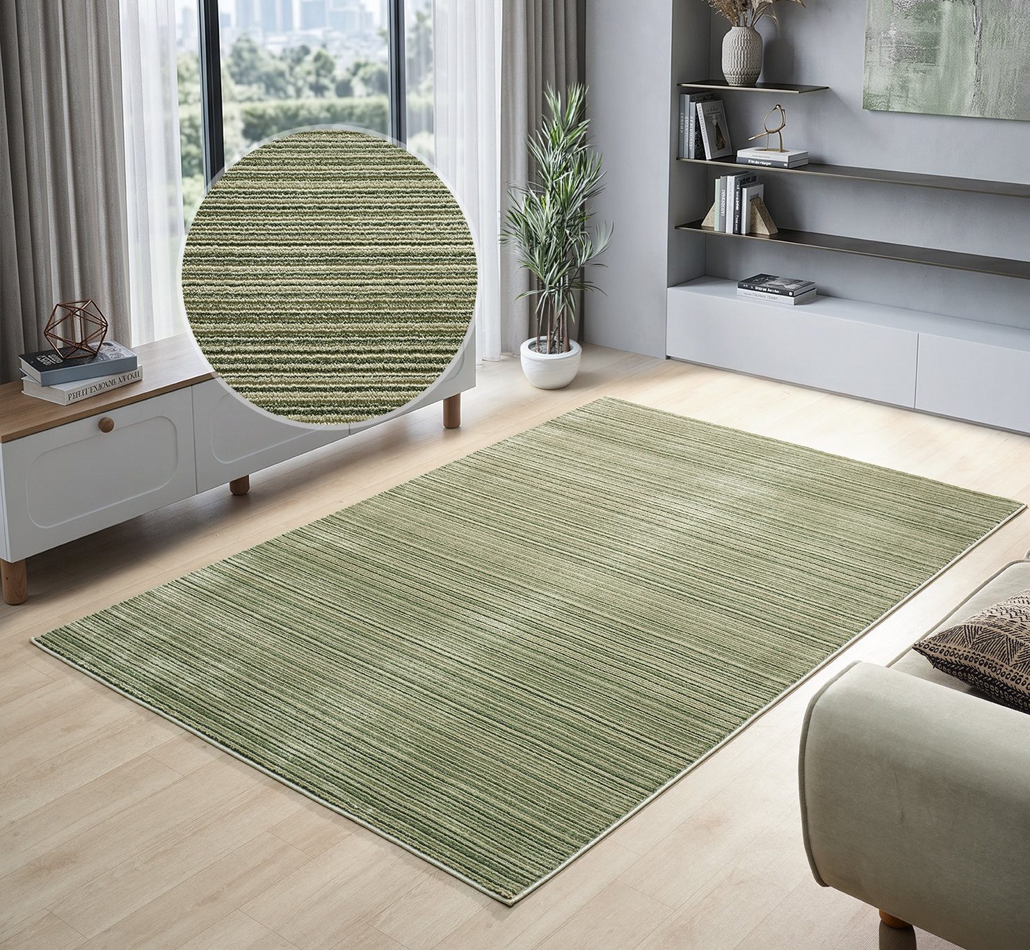 OTTO home Teppich Noolan, Hoch-Tief-Struktur, rechteckig, Höhe: 9 mm, gestreift, Streifen, weich, Wohnzimmer, Schlafzimmer, Esszimmer