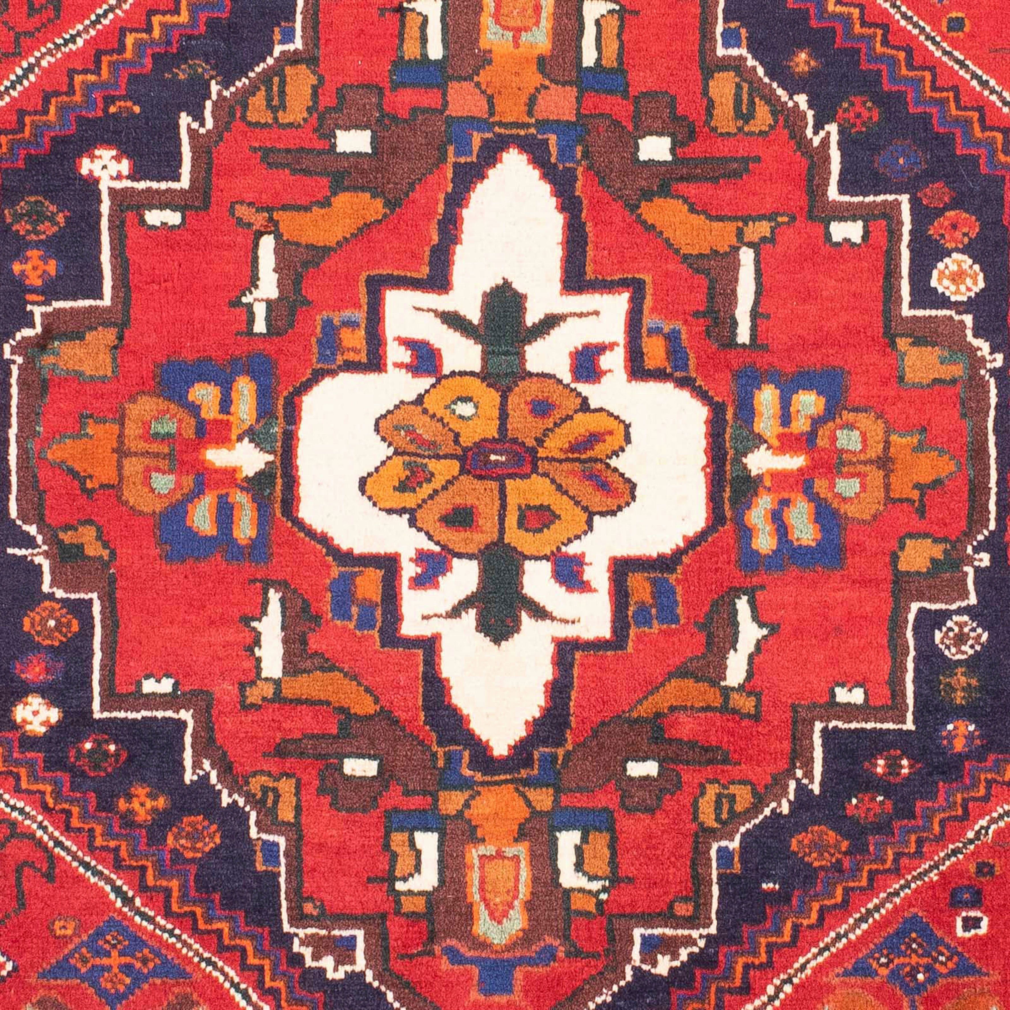 Orientteppich Perser - Nomadic - Einzelstück 106 cm 10 rechteckig, mit mm, Wohnzimmer, - Höhe: dunkelrot, Zertifikat x morgenland, 158 Handgeknüpft