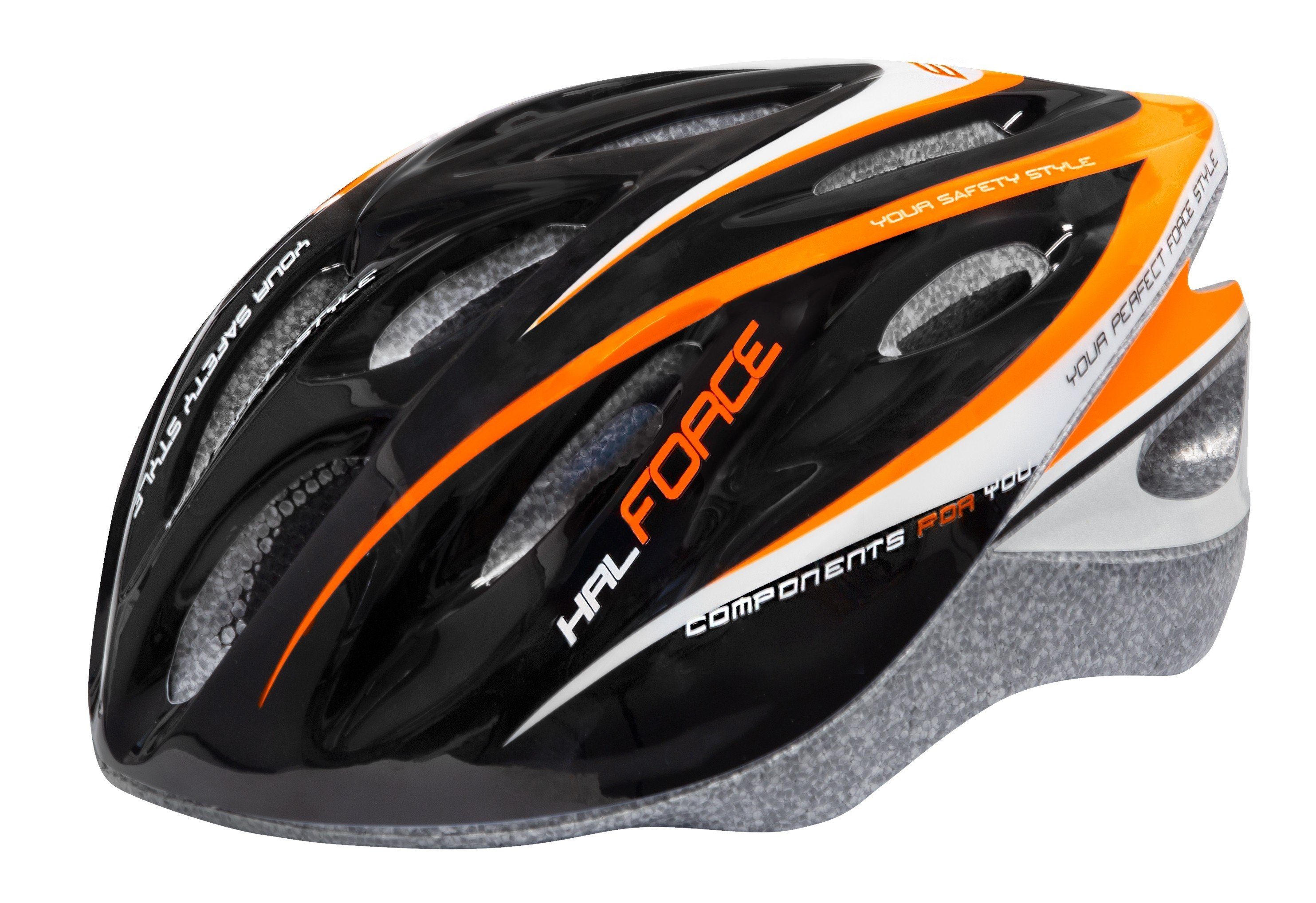 Fahrradhelm Helm FORCE HAL schwarz (orangeweiss) XS - S %%%