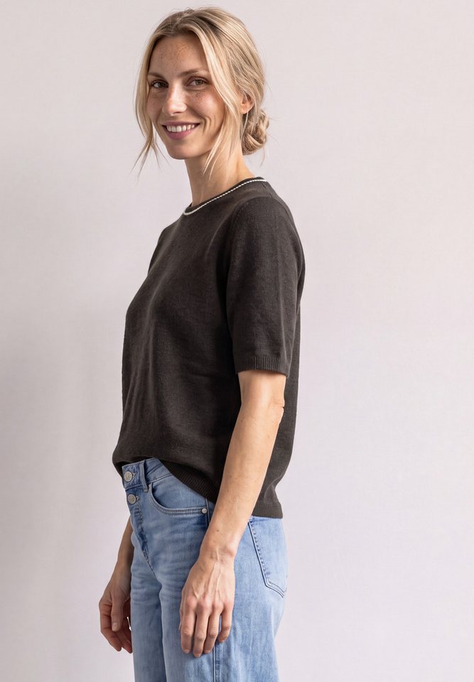 STREET ONE Kurzarmpullover mit Kontrastdetail