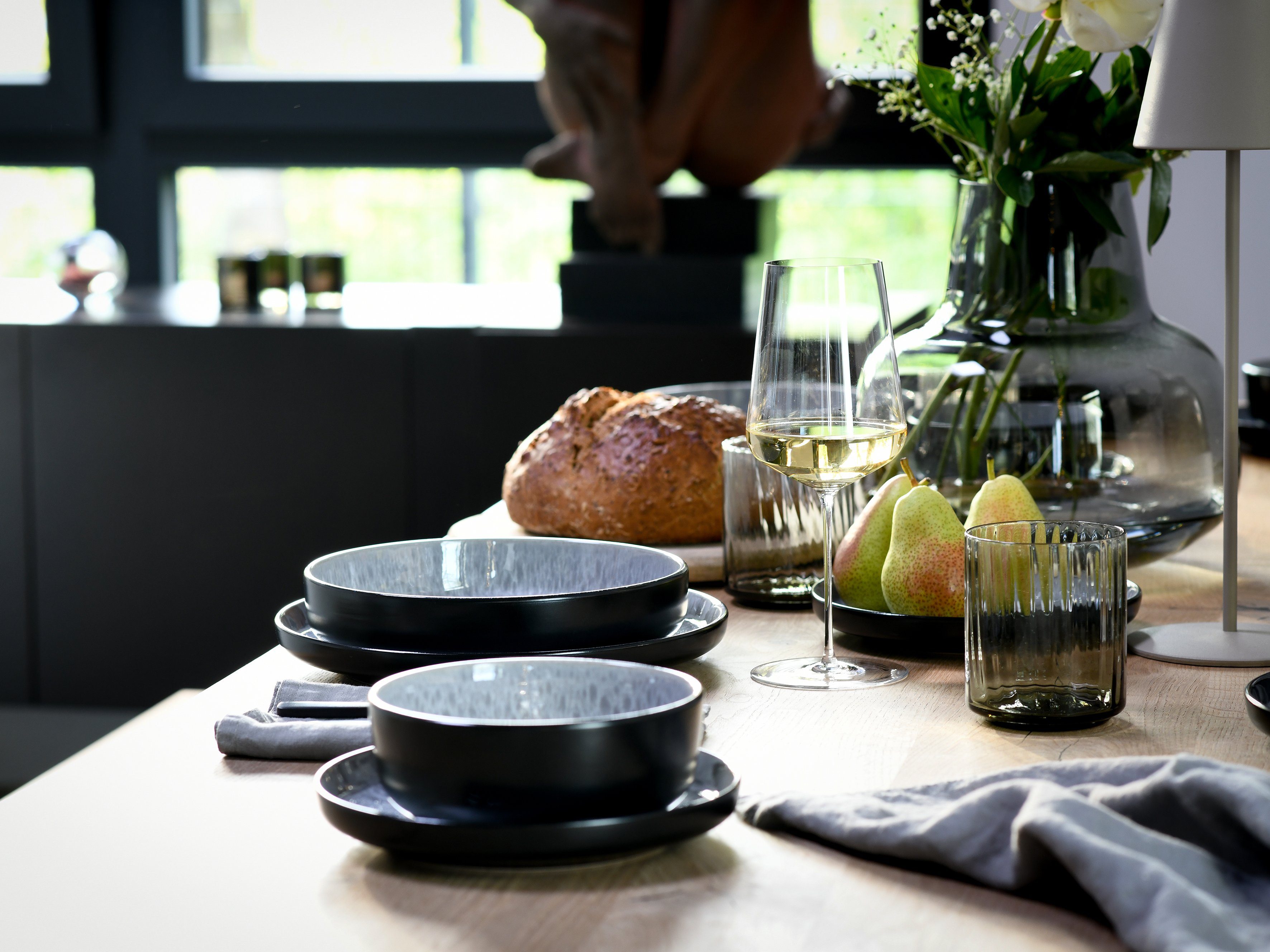 creaTable Kombiservice Nordic Fjord (10-tlg), 2 Personen, Steinzeug, je 2 Speiseteller, Suppenteller, Dessertteller, Schalen, Kaffeebecher – Bild 4 von 5