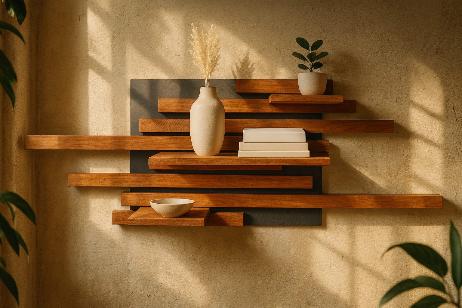 Living Oak Wandregal Eiche massiv mit Leisten auf Grundplatte handgefertigt günstig online kaufen