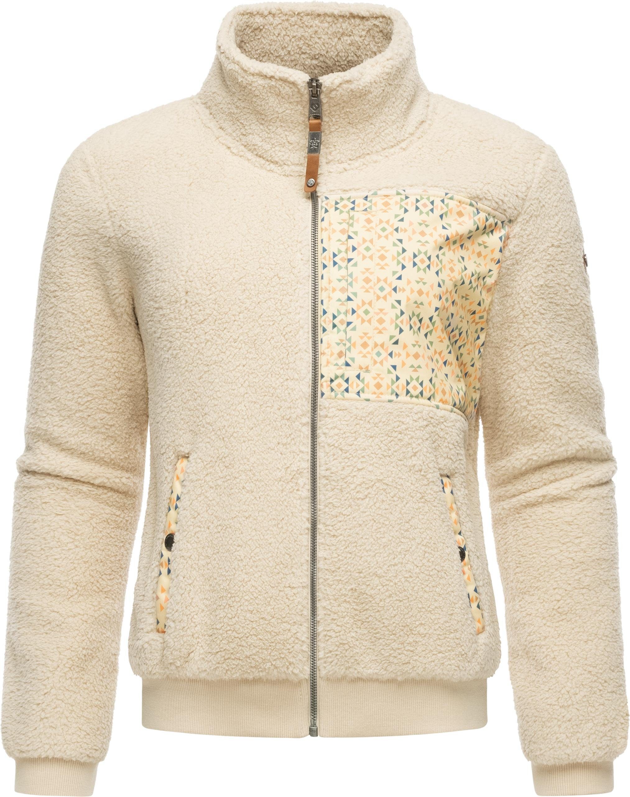 Ragwear Sweatjacke Imolla Flauschige Übergangsjacke aus Teddyfleece beige