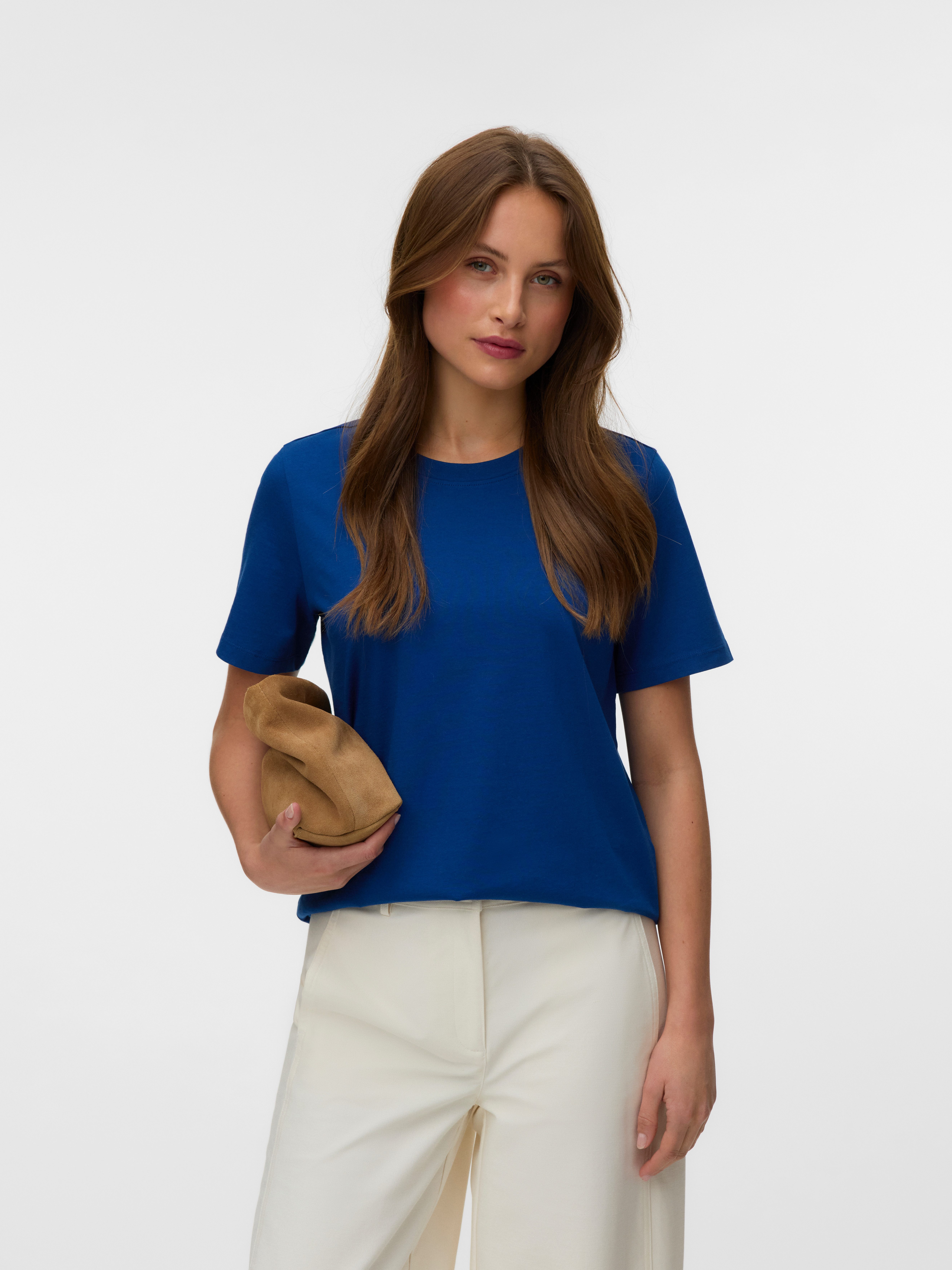 Vero Moda Kurzarmshirt VMPAULINA SS T-SHIRT GA JRS NOOS Baumwolle, regular fit