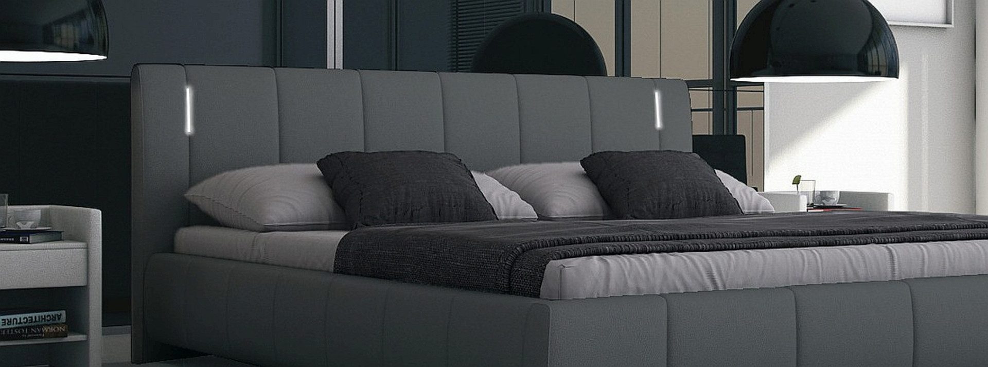 Sedex Bett Bett Luna Grau mit Led