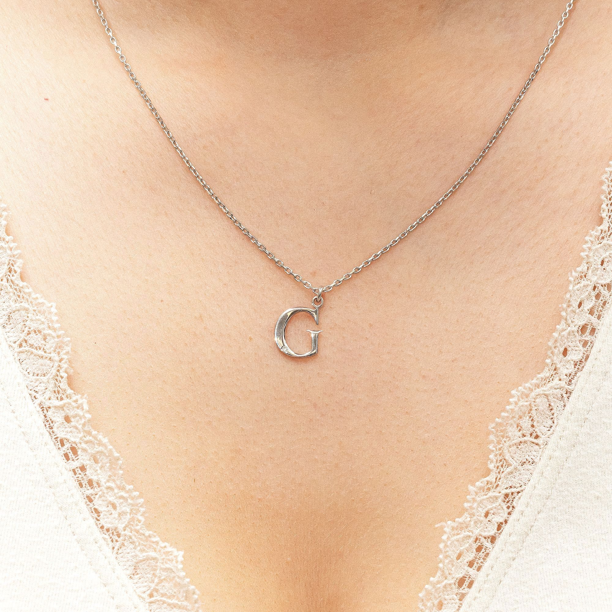 Diamonds by Ellen K. Kette mit Anhänger Silber 925 mit 1x Diamant 0,008ct. Buchstabe G