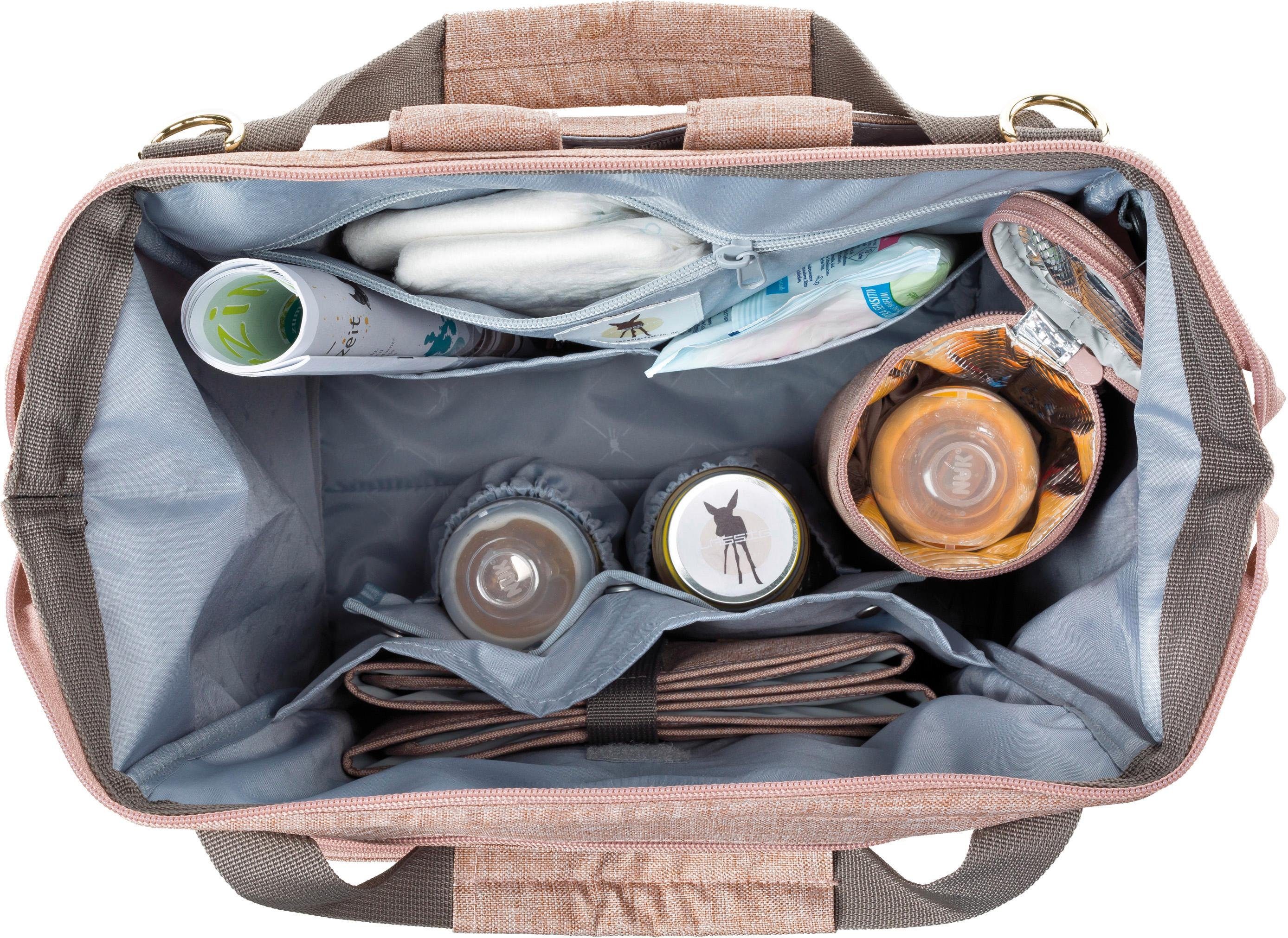 LÄSSIG Wickelrucksack Glam, Goldie, Backpack Rose, PETA-approved vegan