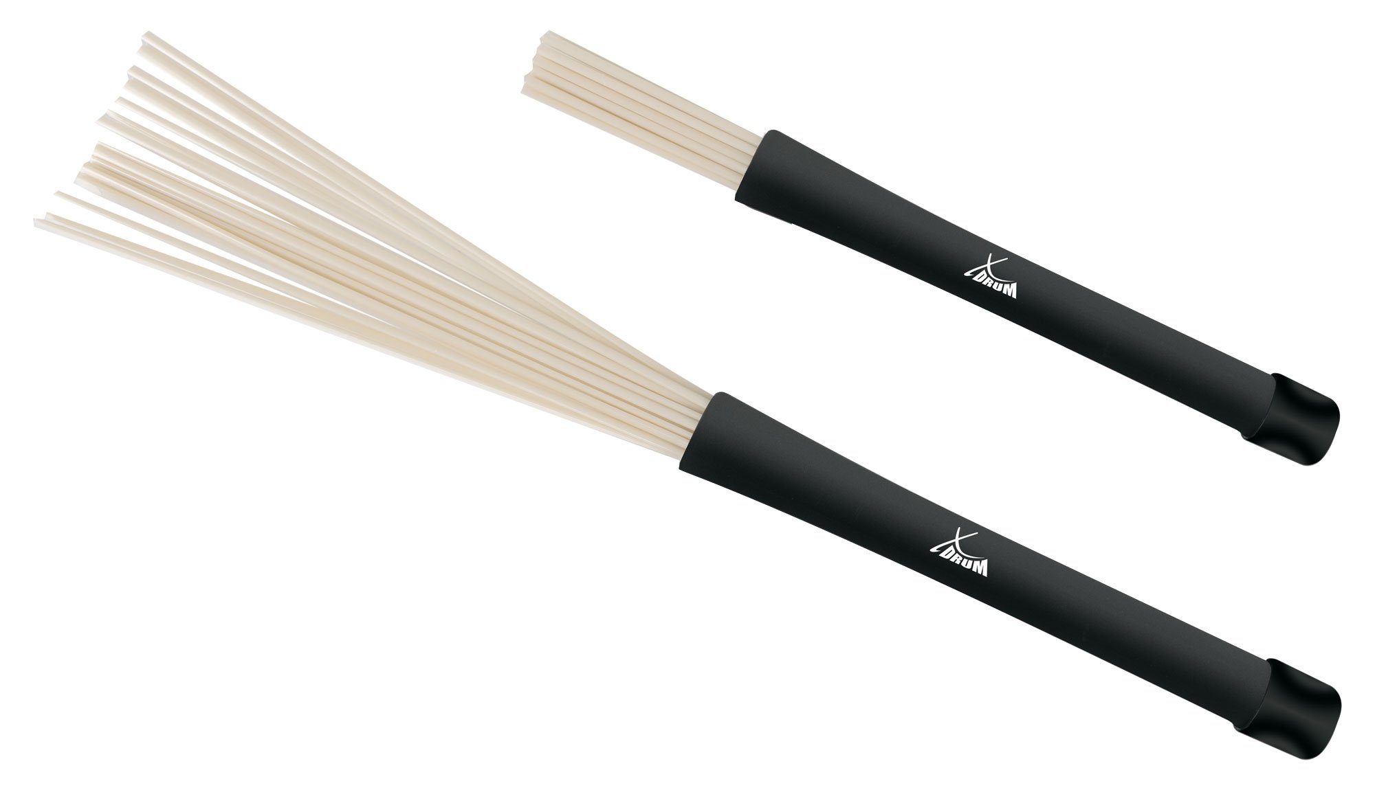 XDrum Schlagzeug NJB3 Jazzbesen Nylon-Brushes (Jazz, Big Band, Schlagzeug Drum Besen), 2-St., Schwarzer Kunststoffgriff