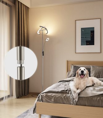 ANTEN LED Stehlampe 27W LED Stehleuchte Deckenfluter Dimmbar Leselampe mit Fernbedienung, mit 4 Farbtemperatur, Silber Stehleuchte