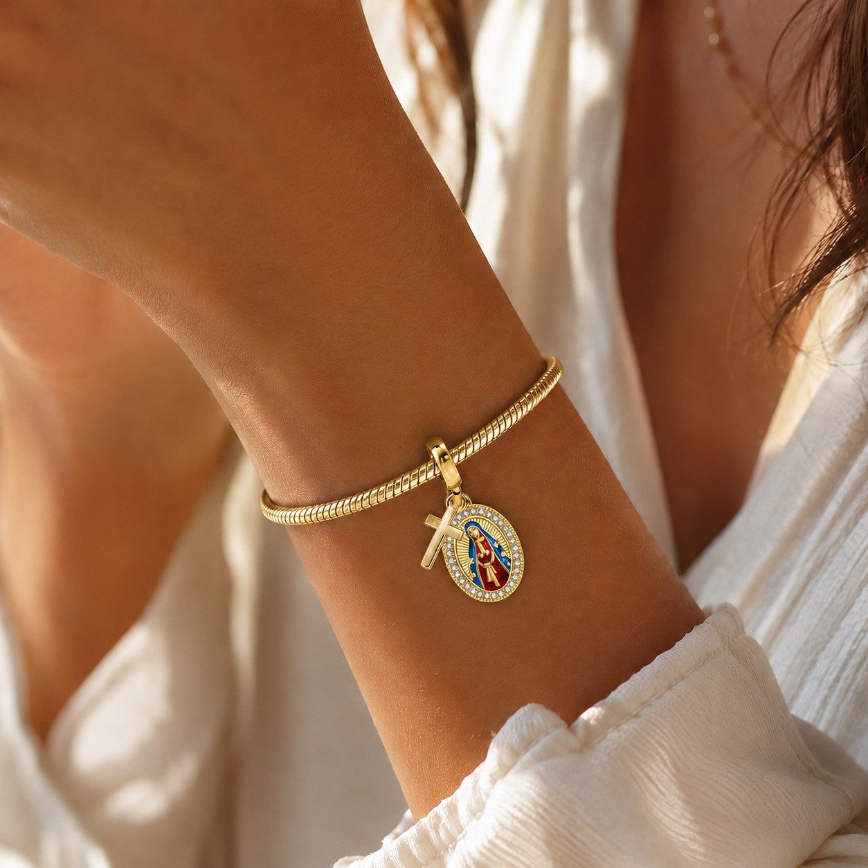 Anhänger mit Gravur Ave Maria Charm – 925 versilberter Anhänger mit Herz