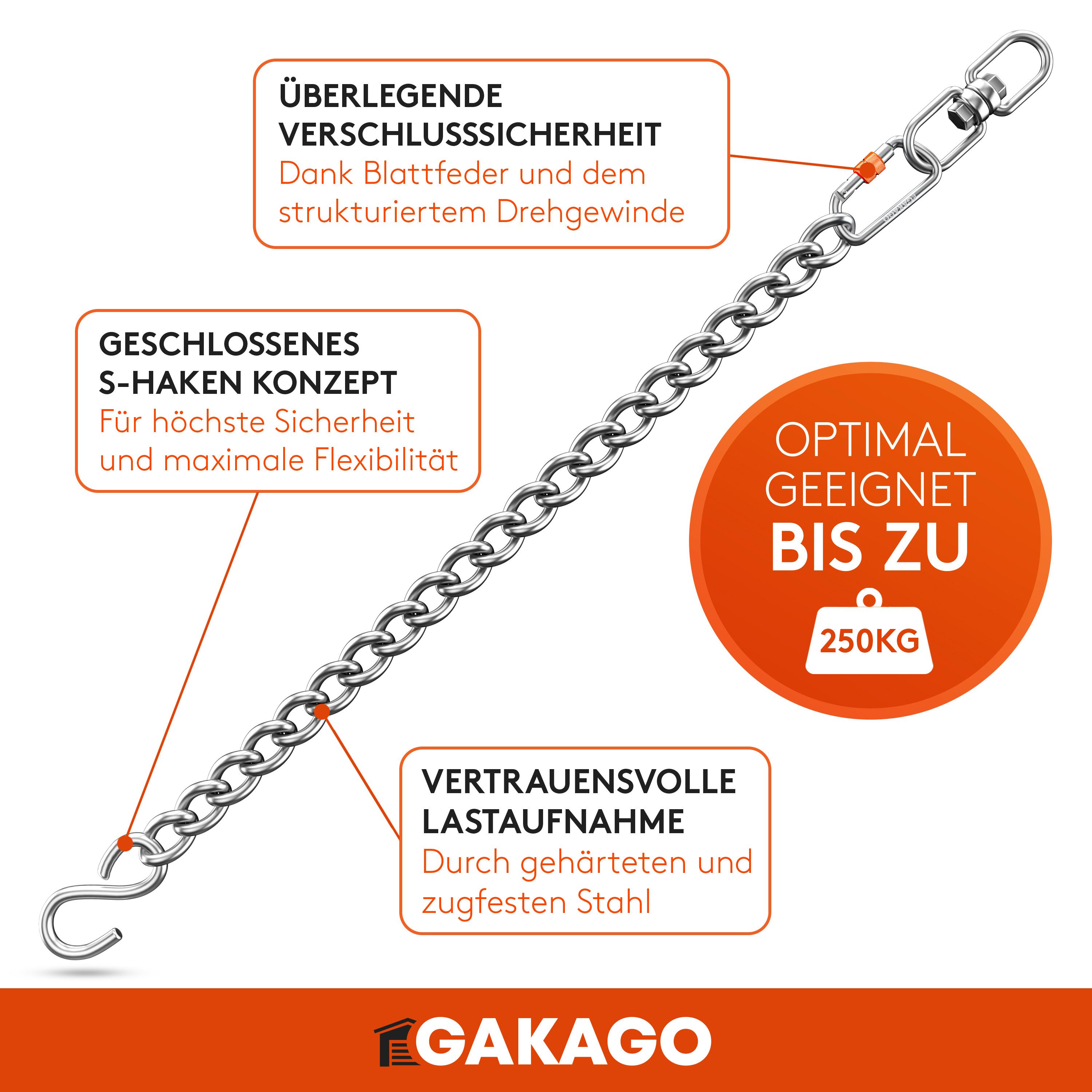 Gakago Deckenhaken Verlängerungskette, als Hängesessel Kette, günstig online kaufen