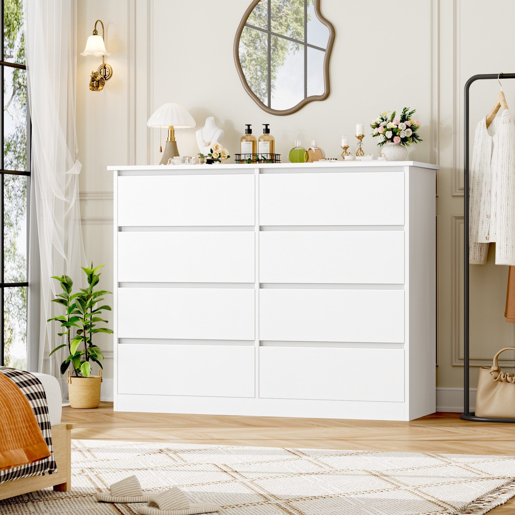 Homfa Kommode Sideboard Komodenschrank Schubladenkommode, mit 8 Schubladen, Breite 120cm Höhe 96cm