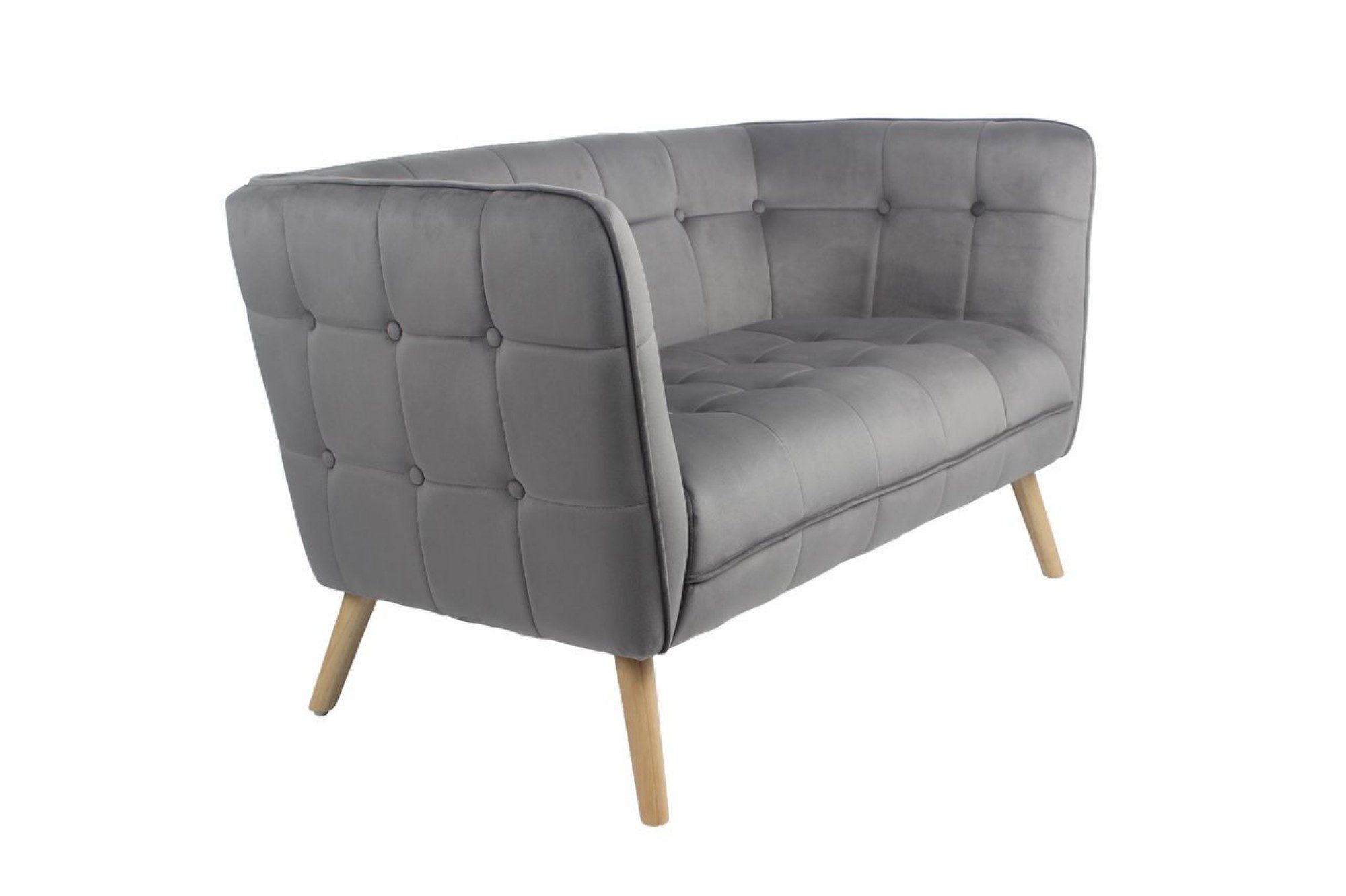 Happy Home Loungesofa Moderner 2-Sitzer Sitzbank mit Armlehne aus Samtbezug grau