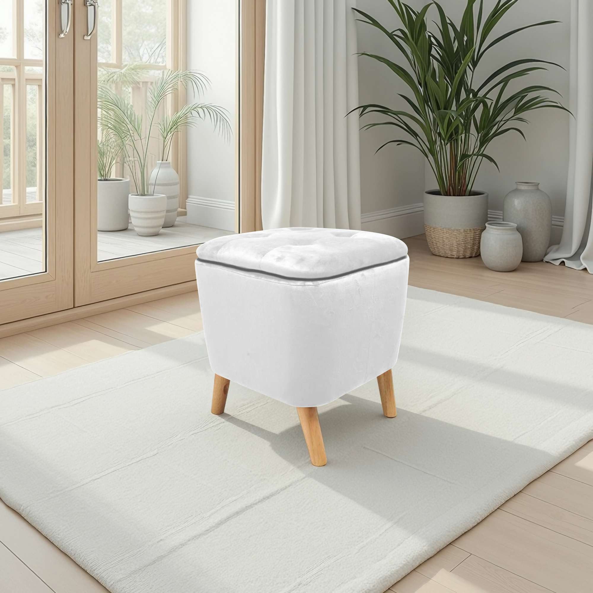 WENKO Sitzhocker samtpouf mit Stauraum,klappbarem,Hocker mit Holzfüßen 36,5 günstig online kaufen