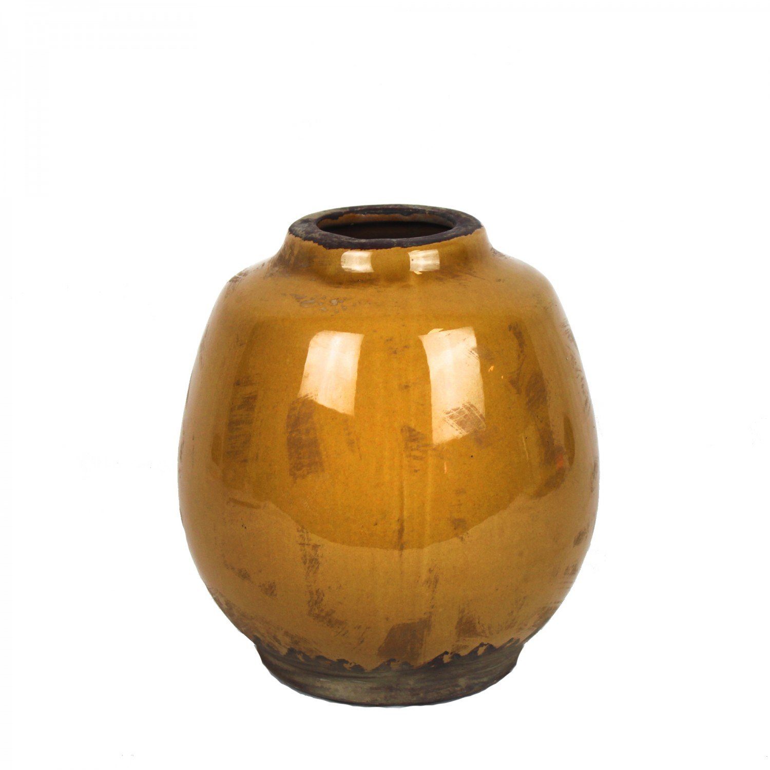 mitienda Blumentopf Dekovase aus Keramik in gelb, Handarbeit aus Asien