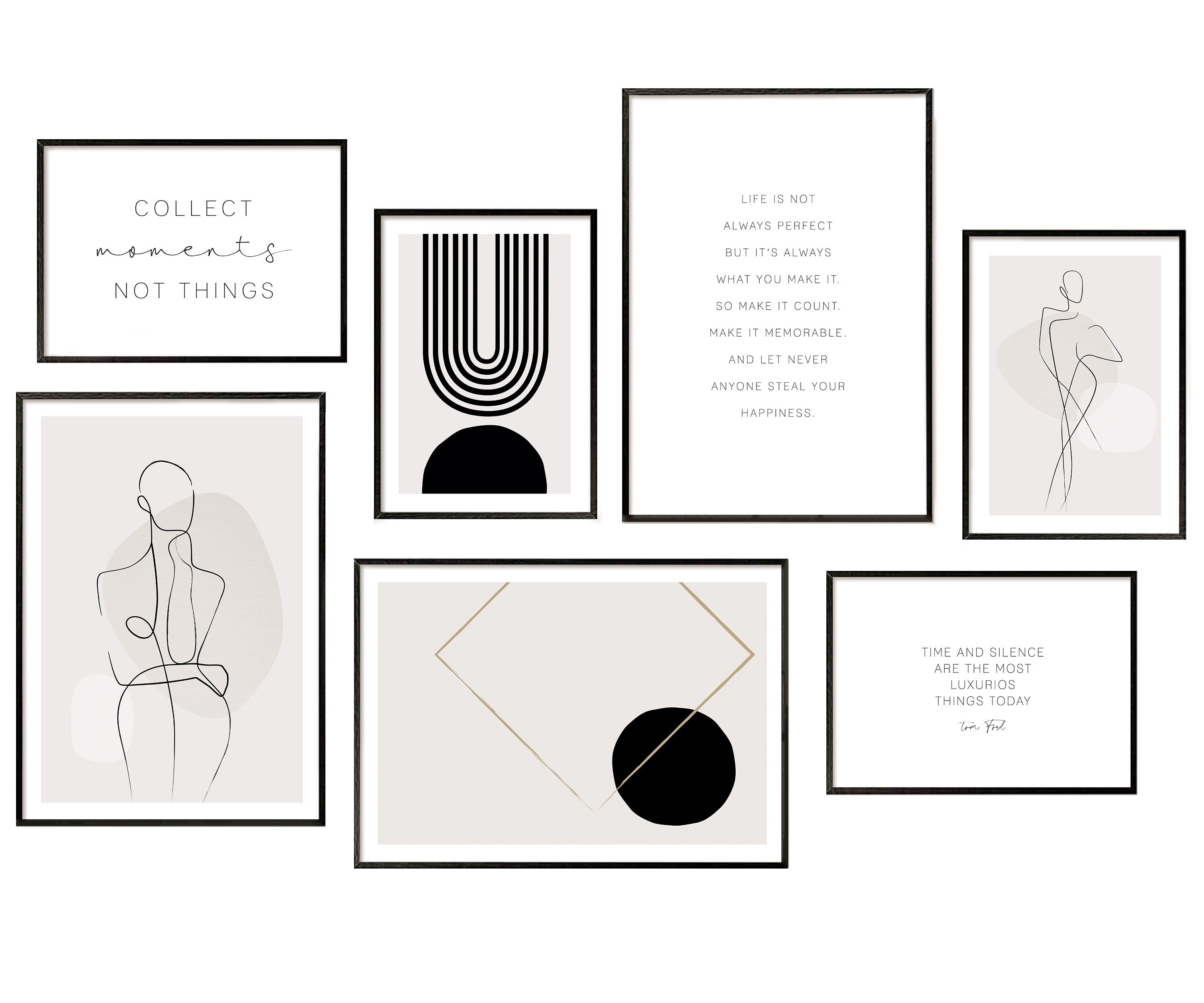 Poster Premium Poster Set - 7 Bilder Wandbilder Wohnzimmer Deko Collage