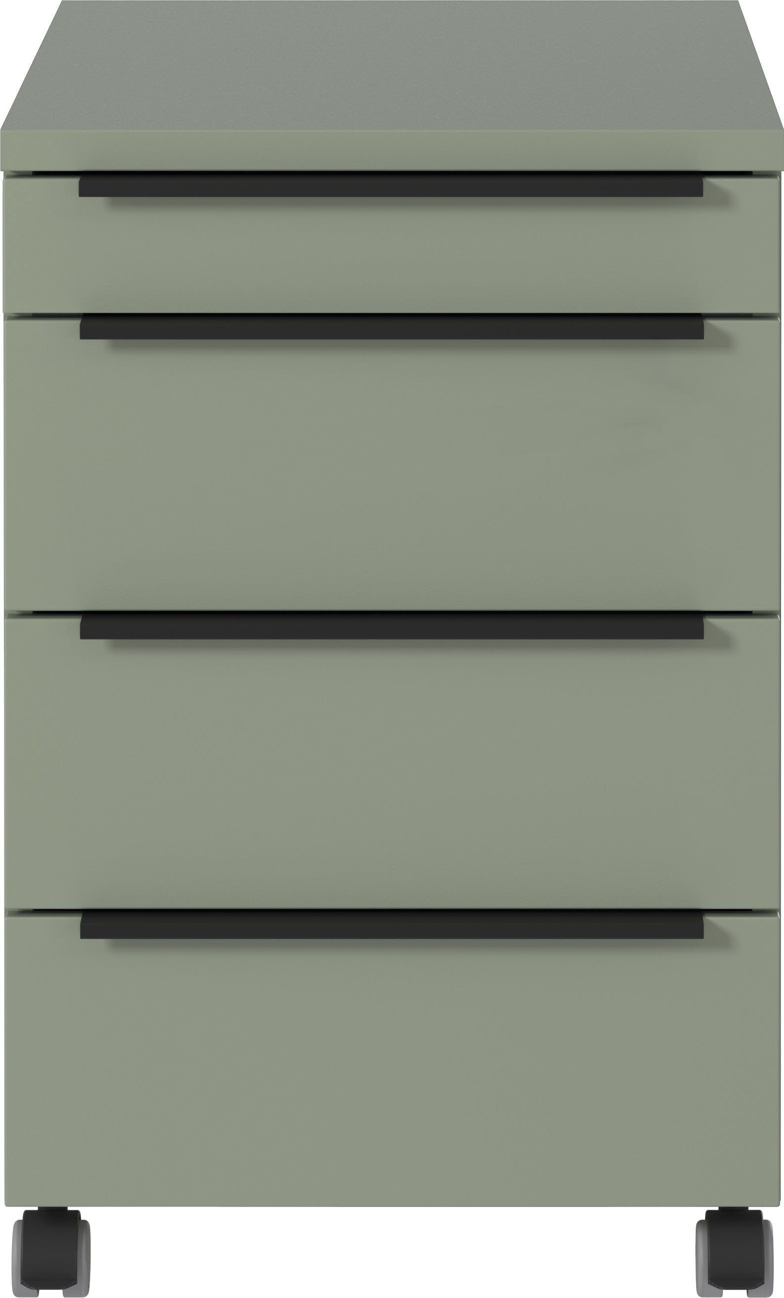 GERMANIA Rollcontainer Mailand, mit 4 Schubladen, Utensilienfach, optional abschließbar, 42x63 cm, Made in Germany