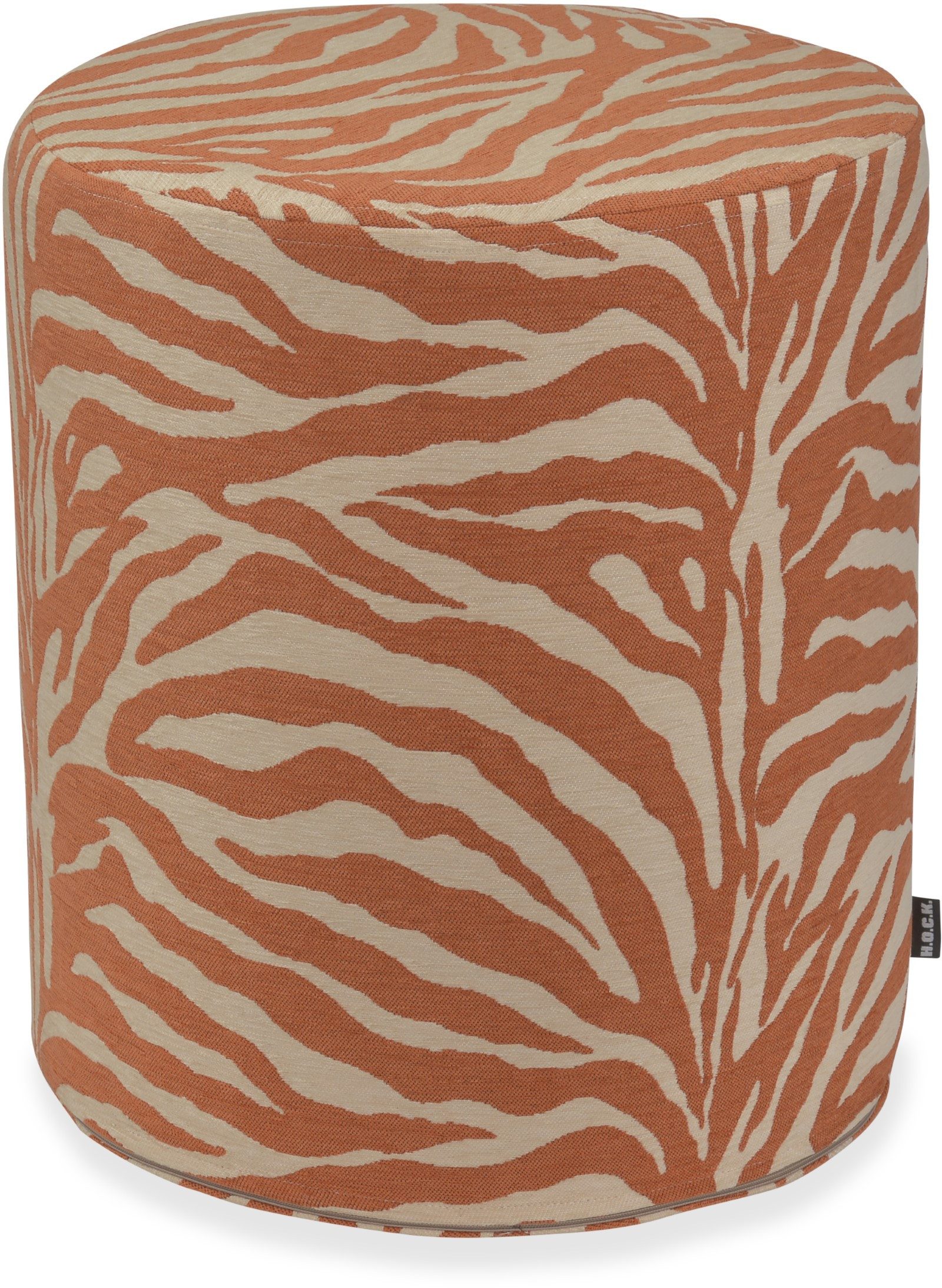 H.O.C.K. Sitzhocker H.O.C.K. Zari Hocker Pouf ø40x45cm rund - Terra Beige Zebra Muster, Hocker, Barhocker & Sitzhocker, Pouf, Badhocker, Wohnzimmer Hocker