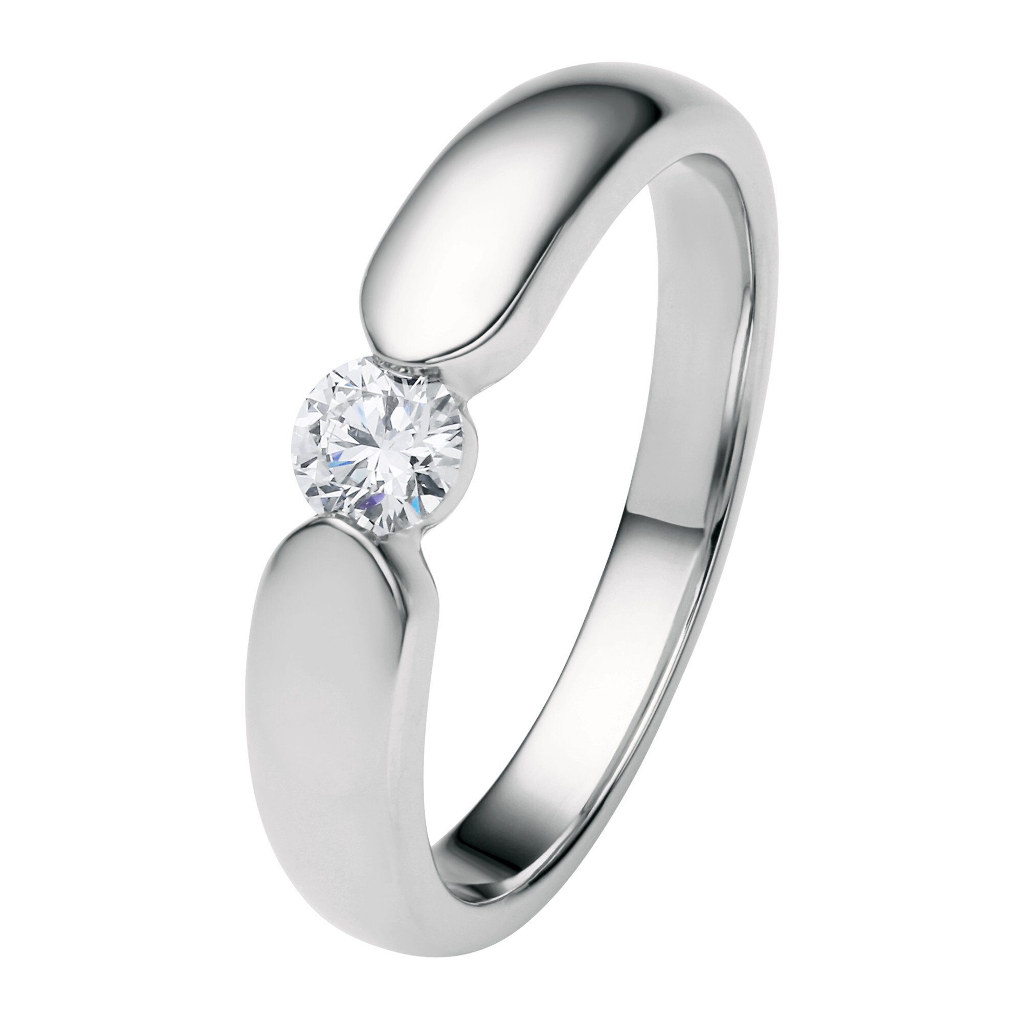 ONE ELEMENT Diamantring 0.25 ct Diamant Brillant Spannfassung Ring aus 585 Weißgold, Damen Gold Schmuck Spannfassung