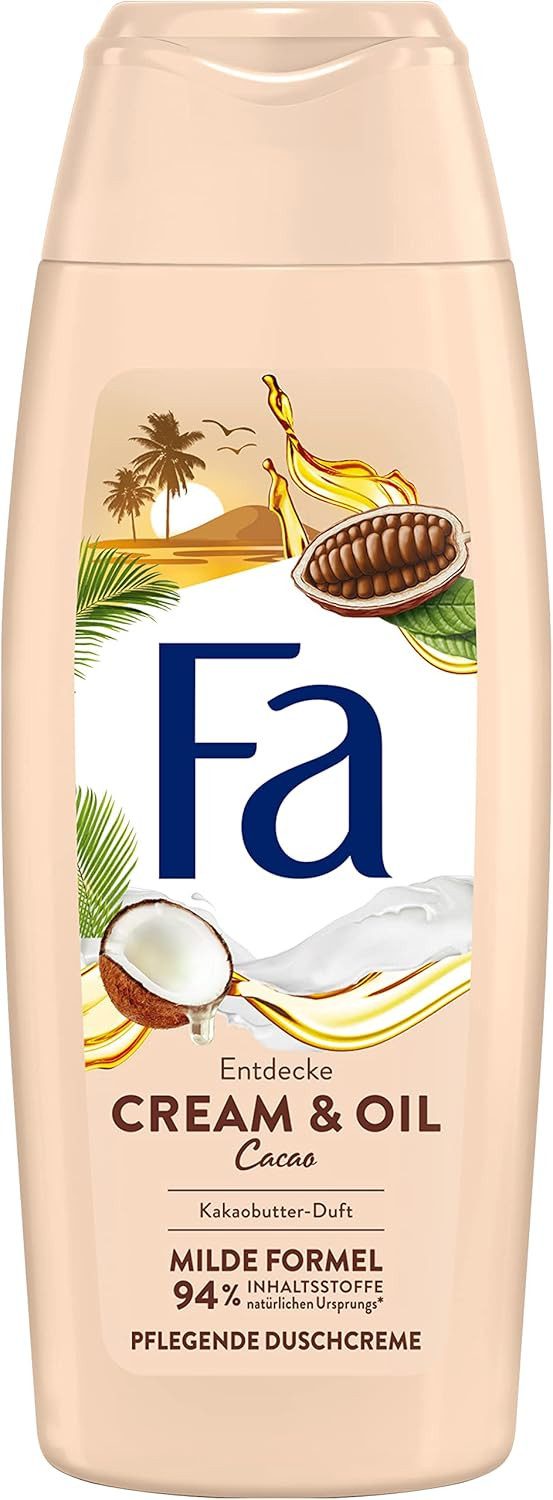 FA Duschgel Duschcreme Cream & Oil Cacao, 6x 250 ml, 6-tlg., milde & vegane Formel, verwöhnender Duft
