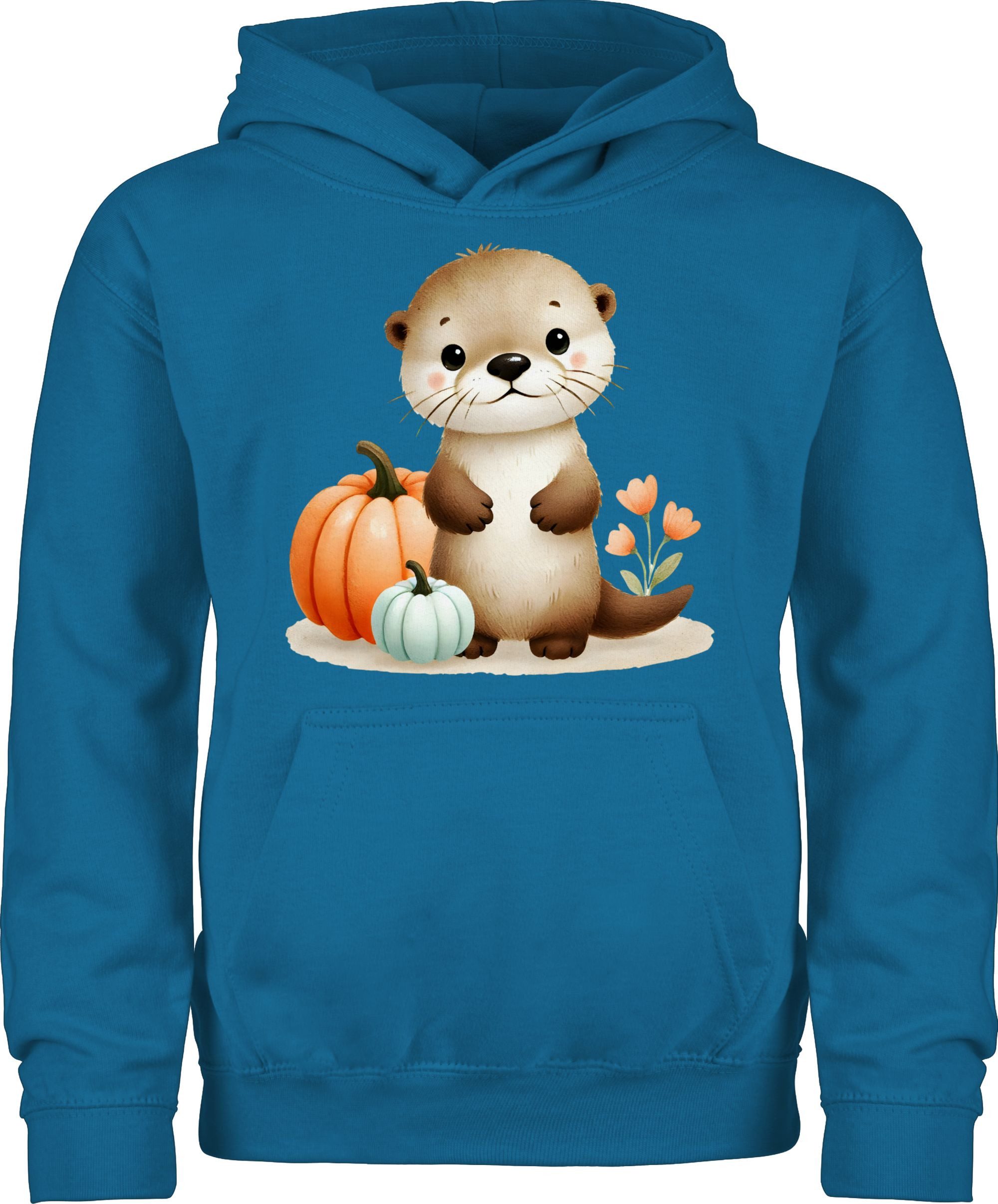 Hoodie Süßer Otter mit Kürbis, Herbstliches Baby und Kinder Motiv, Niedlich
