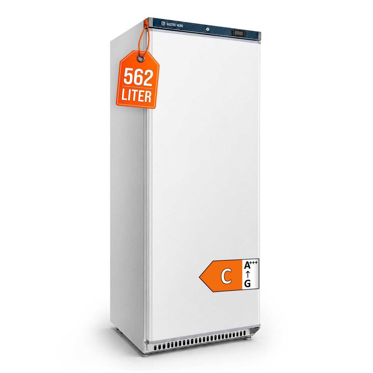 GastroHero Vollraumkühlschrank Lagerkühlschrank ECO 600 Weiß Umluftkühlung 562 Liter LKSE600, 190 cm hoch, 77.5 cm breit, geeignet für gekühlte Lebensmittel und Getränke im Profibereich