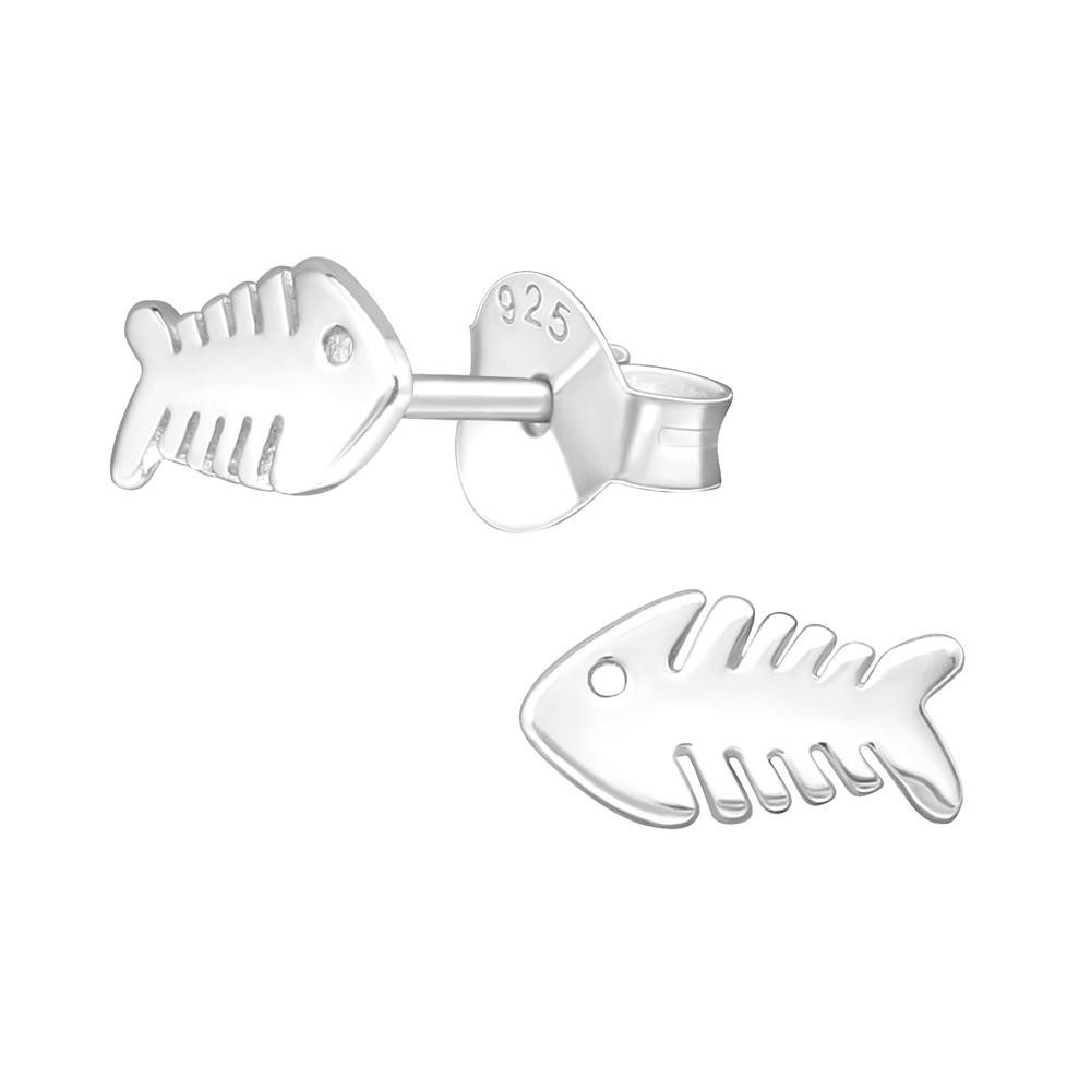 Ohrring-Set Ohrstecker Fischgräte aus 925 Silber Unisex