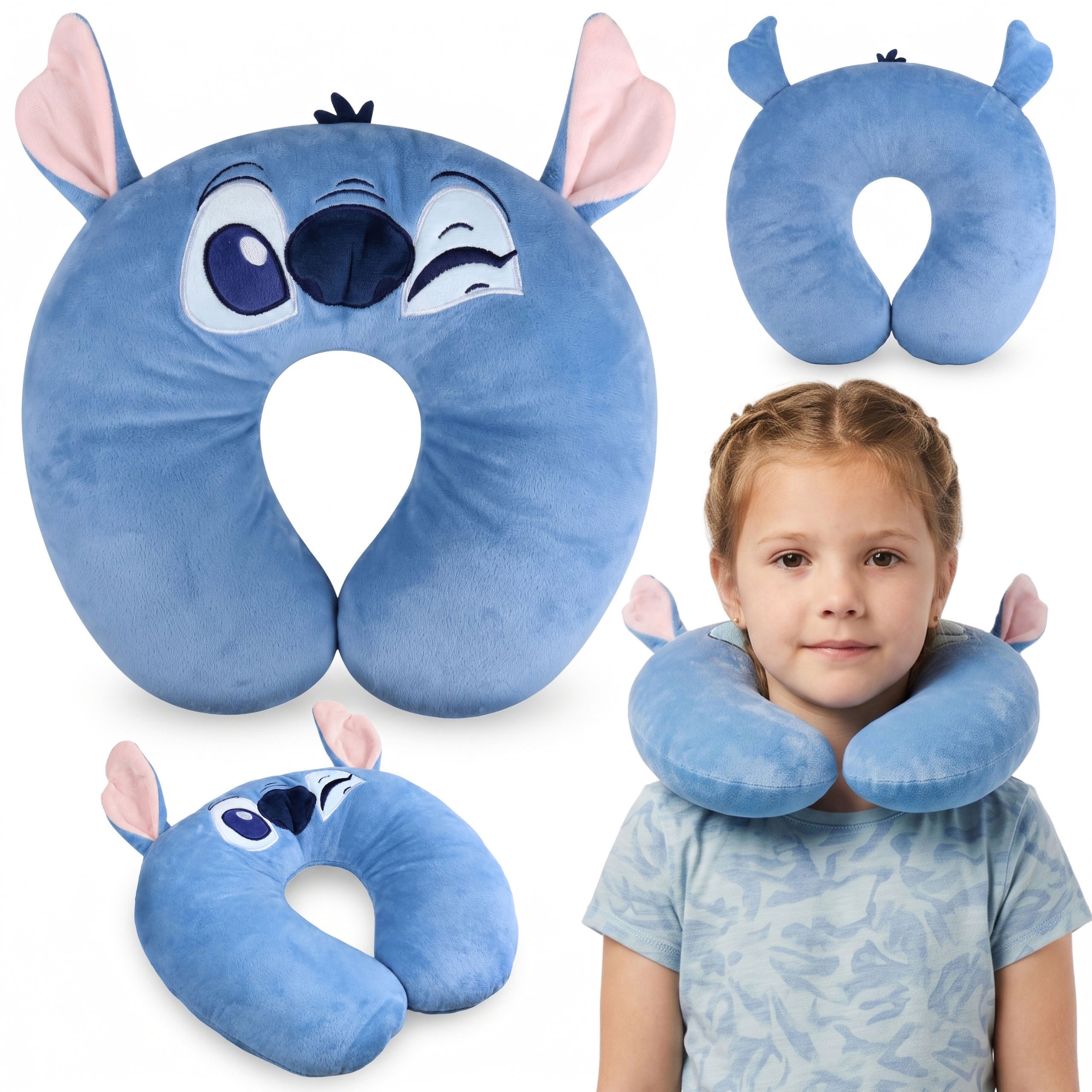 Sarcia.eu Nackenkissen DISNEY Stitch blaues Reisekissen, Nackenkissen Auto & Flugzeug
