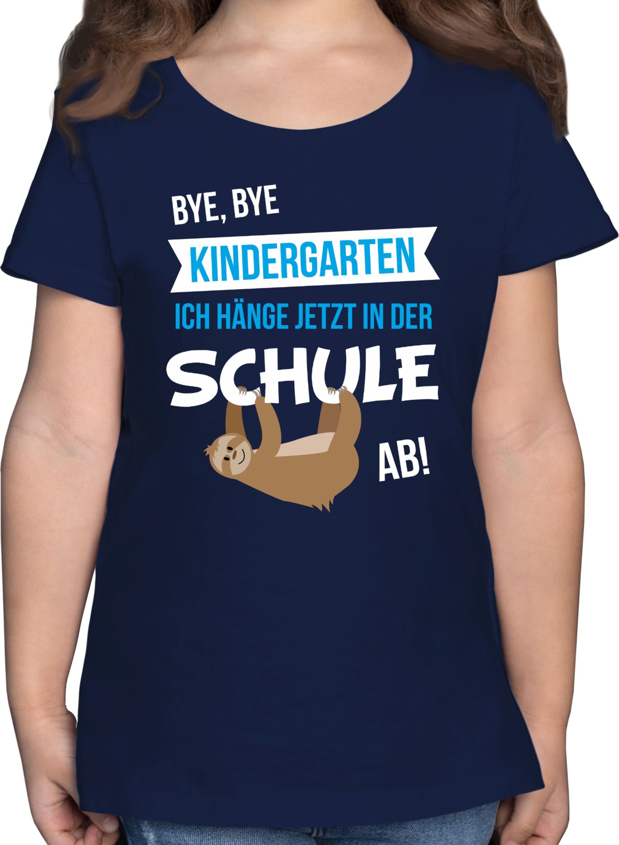 Kindergarten T-Shirt Bye Shirtracer Einschulung Dunkelblau Mädchen Bye, 2