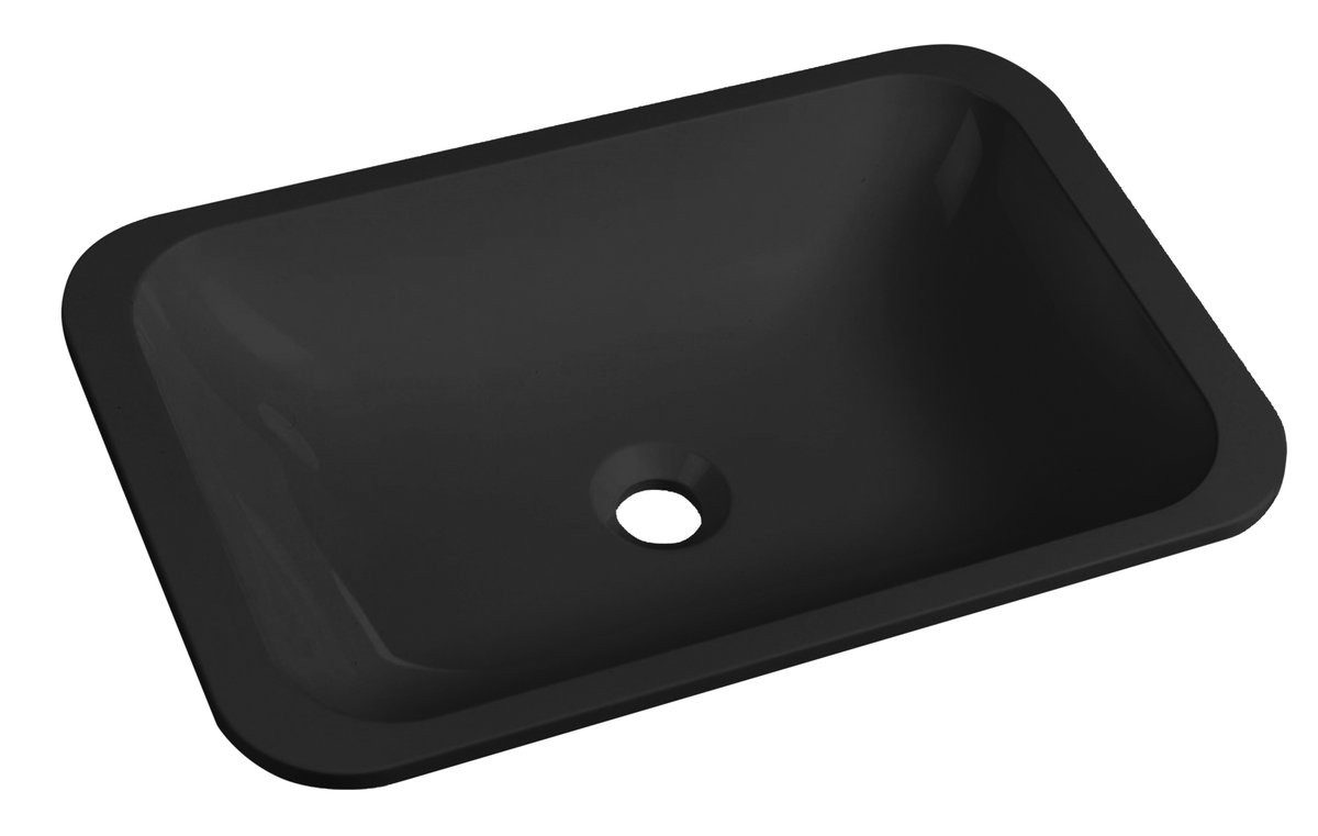 Sapho Waschtisch JAPURA Unterputz-waschbecken, Gussmarmor, 55x36cm, Schwarz matt, Sapho-50135B