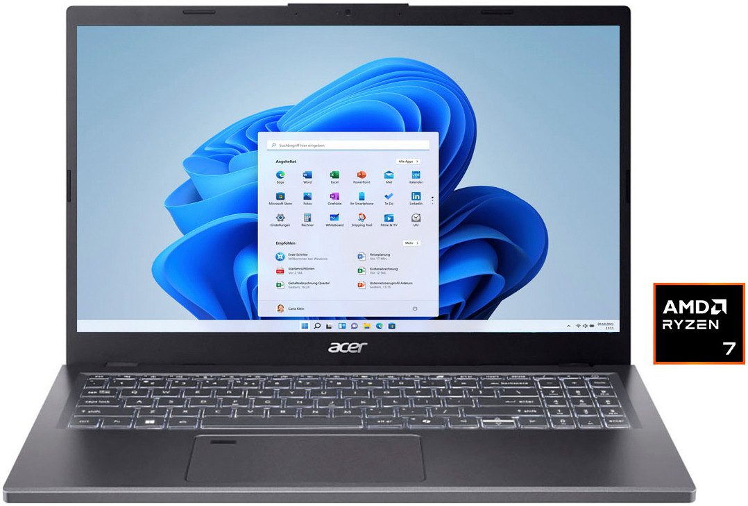 Acer Aspire 15 Notebook (39,62 cm/15,6 Zoll, AMD Ryzen 7 8840HS, Radeon 780M, 16 GB, 1024 GB SSD)