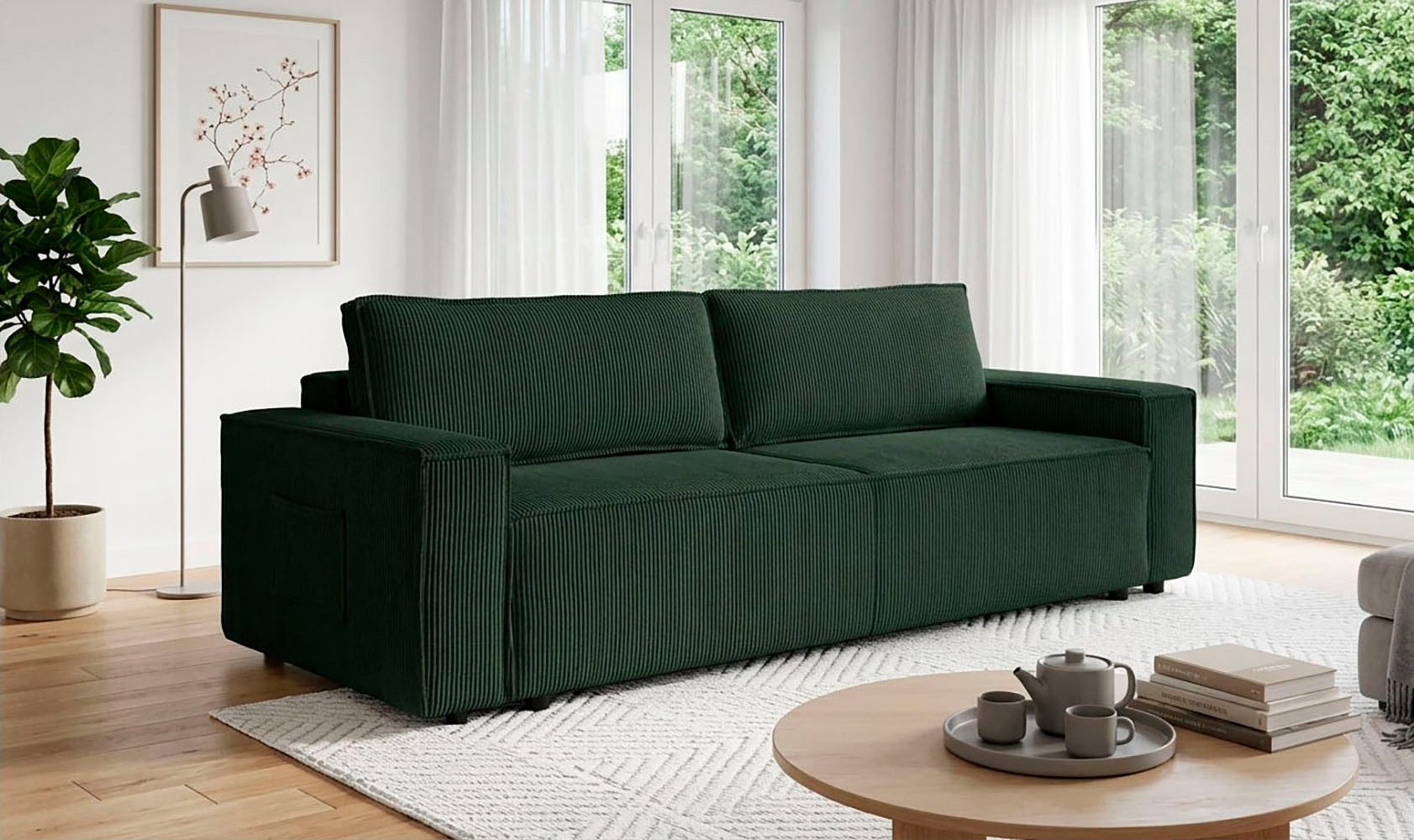 OTTO home Schlafsofa CASSI 3-Sitzer, 240 cm - OTTO. Verlässliche Qualität., Schlaffunktion (134/200), Bettkasten, Cord, Unser Tiefpreis