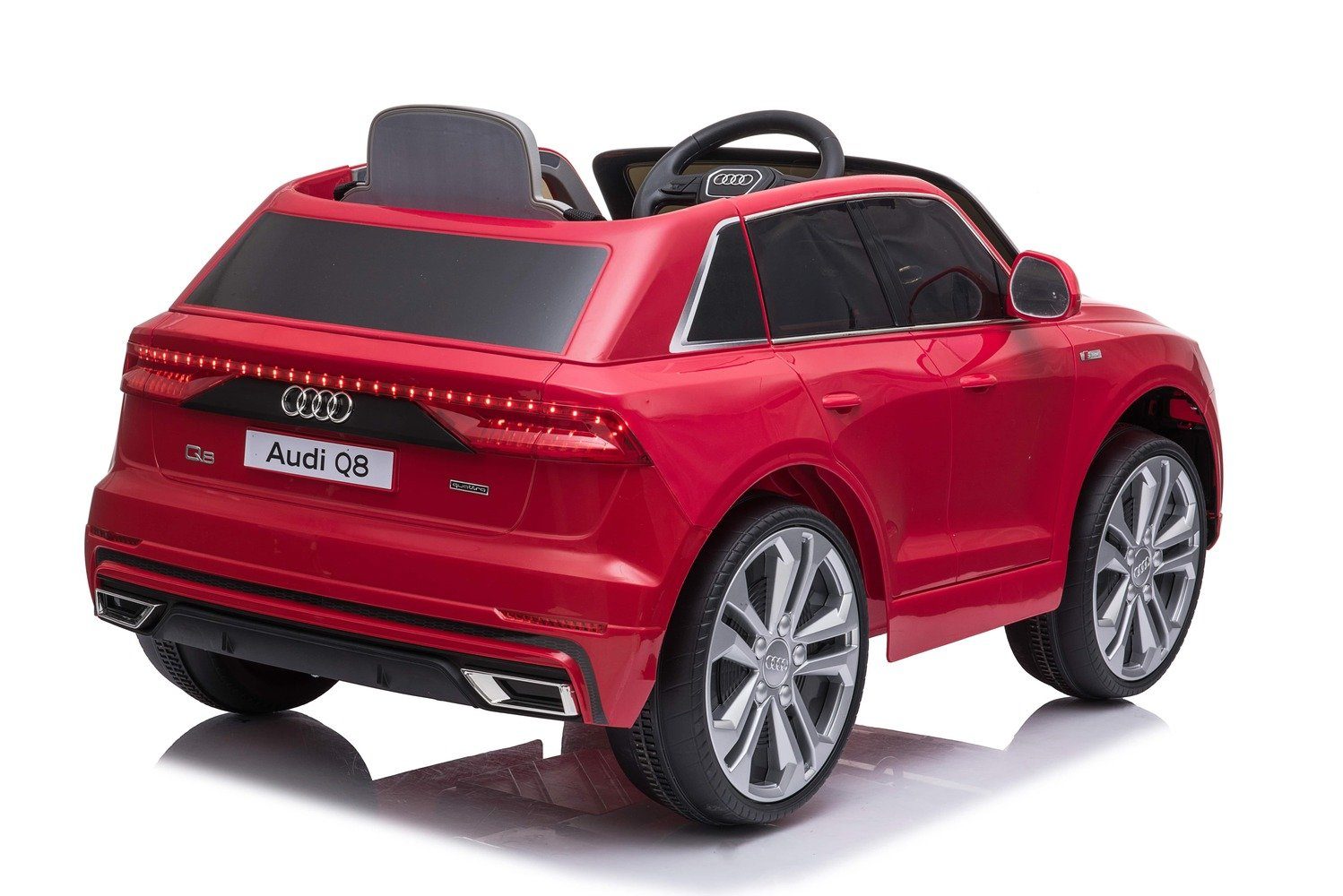 BoGi Elektro-Kinderauto Audi Q8 2x35W Ledersitz Kinderfahrzeug SUV EVA-Vollgummireifen Rot