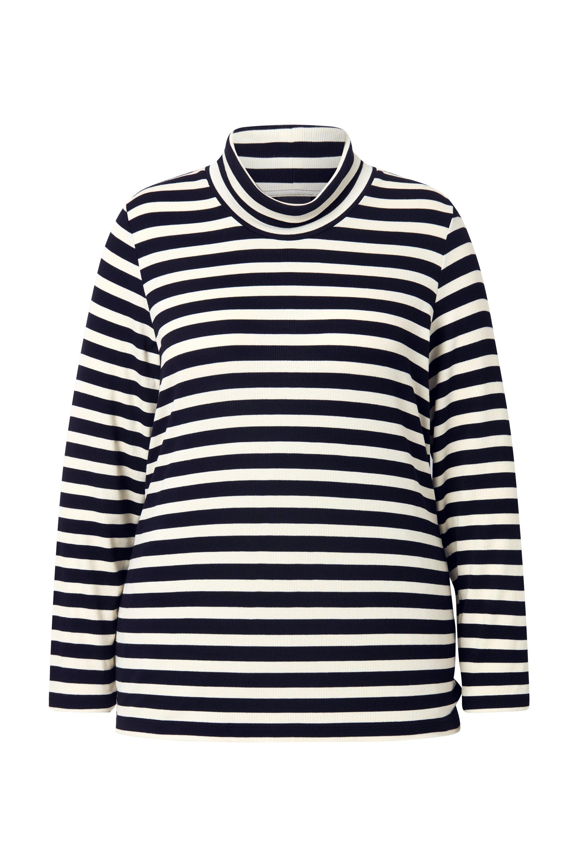 Ulla Popken Longsleeve Shirt Ringel Slim Rollkragen Langarm günstig online kaufen