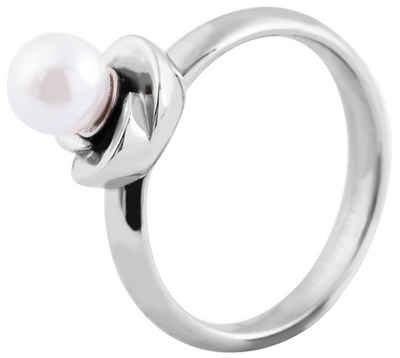 AKZENT Fingerring Anong Edelstahl Damenring silber Gr. 52 – 60, Süßwasserperle, Damen Ring