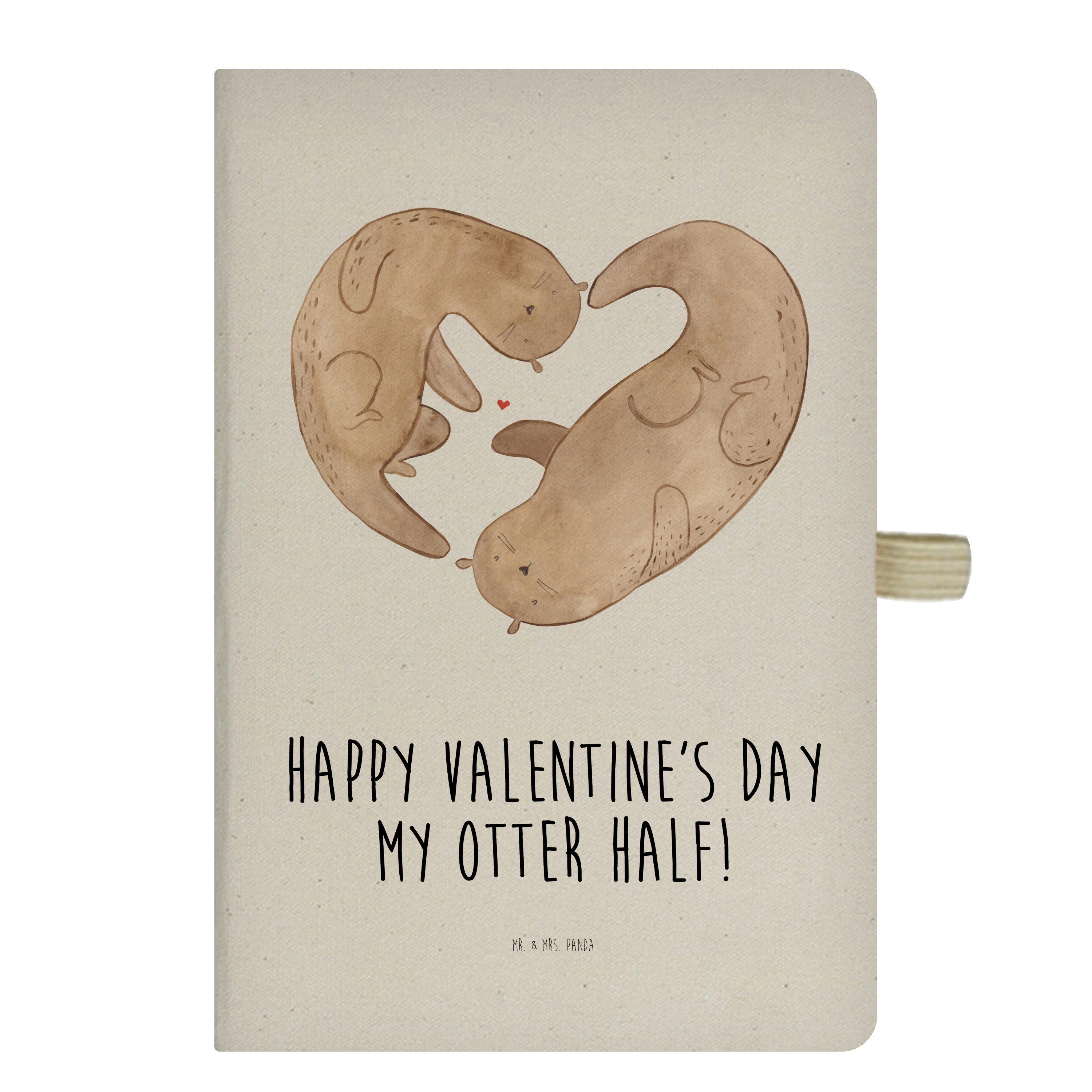 Mr. & Mrs. Panda Notizbuch Otter Valentine - Transparent - Geschenk, Schreibheft, Verlobung, Hei Mr. & Mrs. Panda