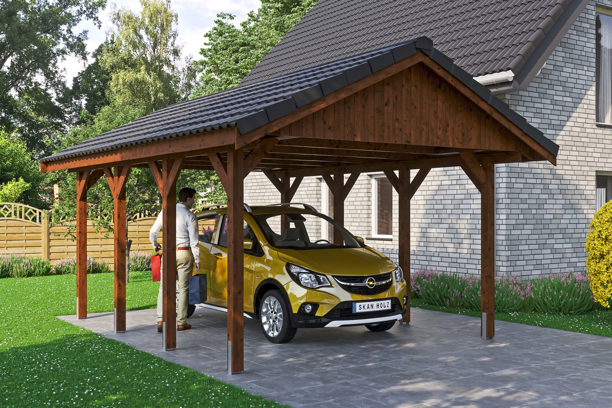 Thumbnail - Skanholz Einzelcarport Wallgau, BxT: 430x600 cm, 215 cm Einfahrtshöhe, mit Dachlattung