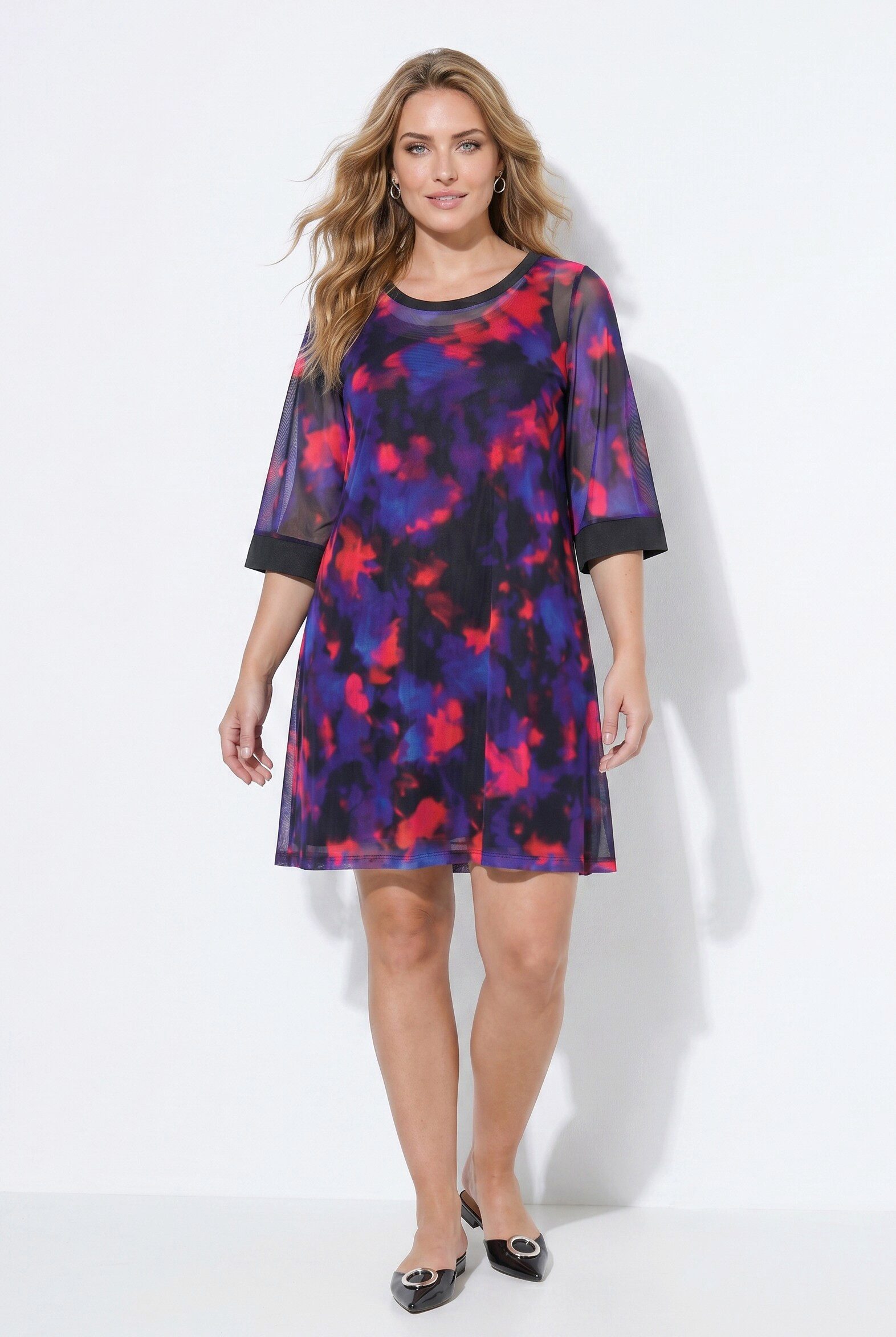 MIAMODA Jerseykleid Meshkleid A-Linie Alloverdruck