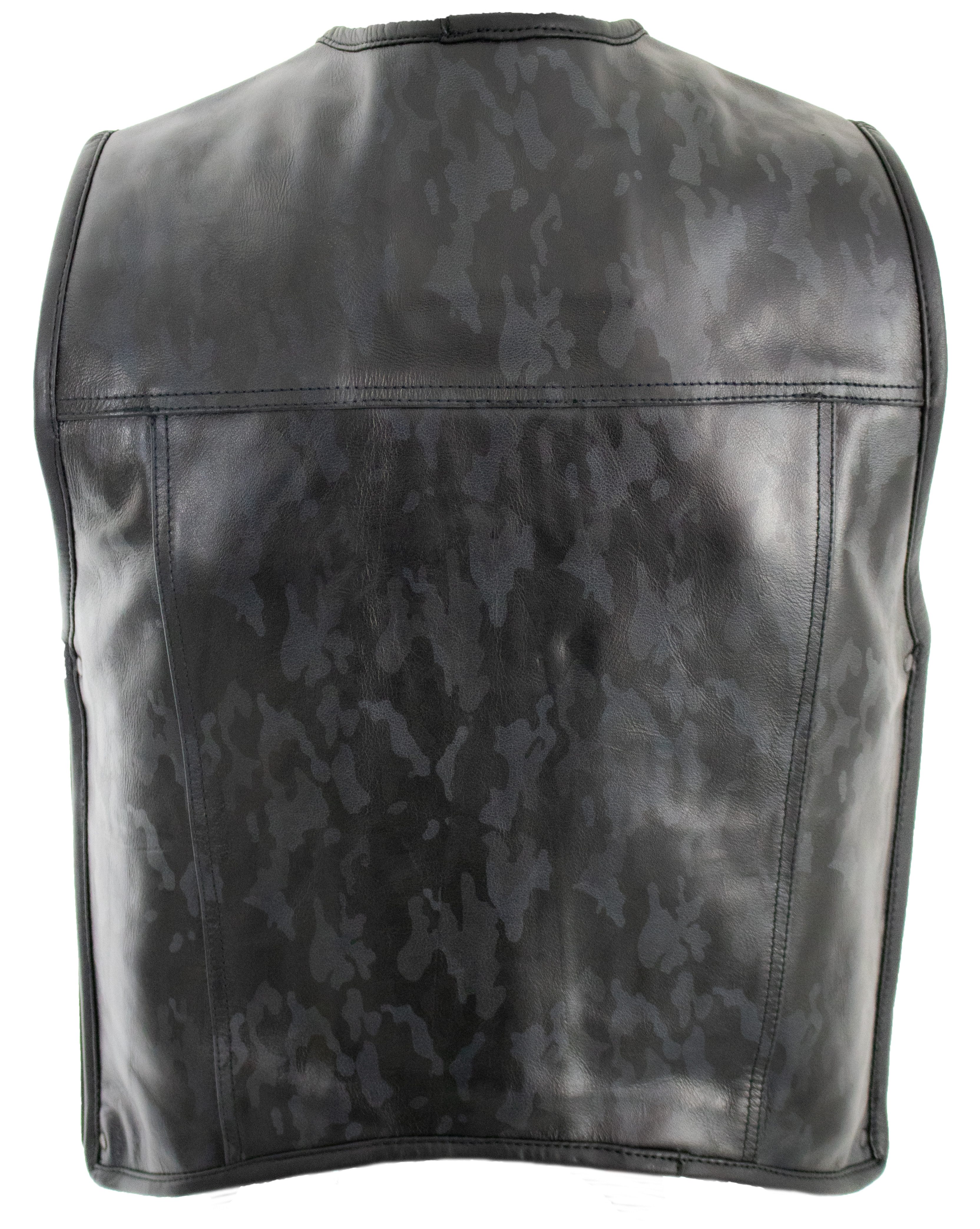 MDM Lederweste Schwarz Camouflage Herren Leder Kutte (Lederkutte Bikerweste günstig online kaufen
