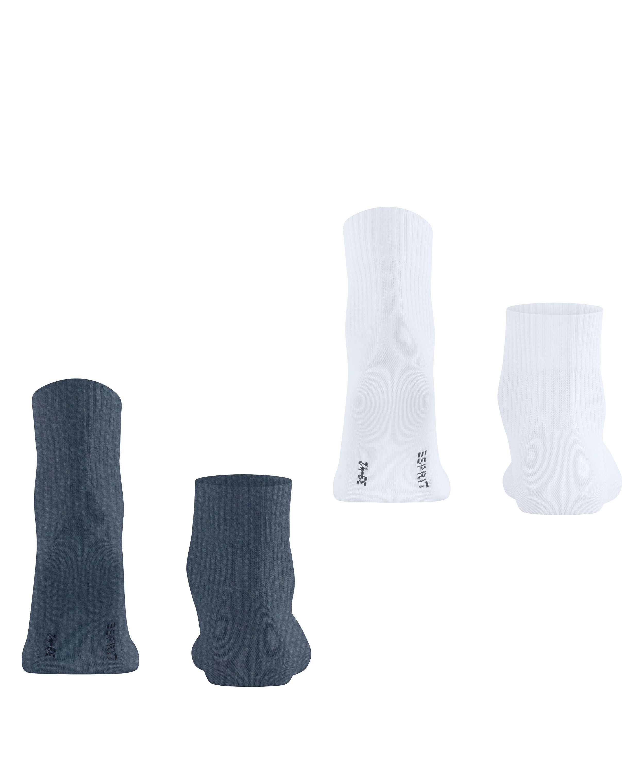Esprit Socken Plain Rib 2-Pack Kurzsocken (2-Paar)